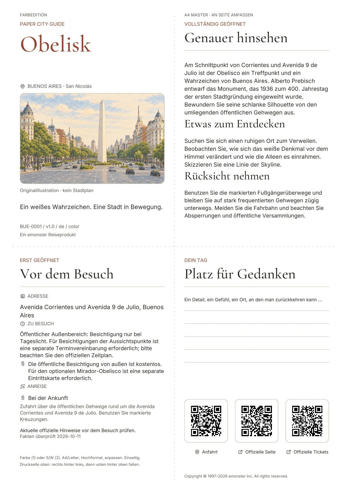 Tatsächliches Titelblatt: Obelisk · Farbausgabe