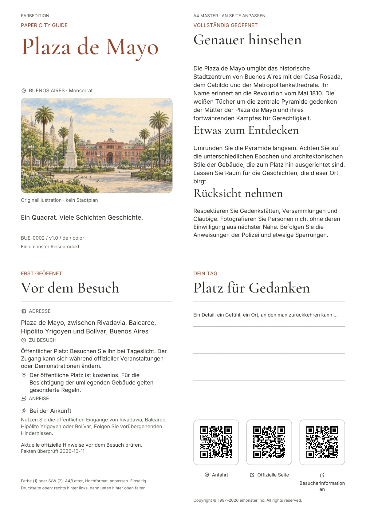 Tatsächliches Titelblatt: Plaza de Mayo · Farbausgabe