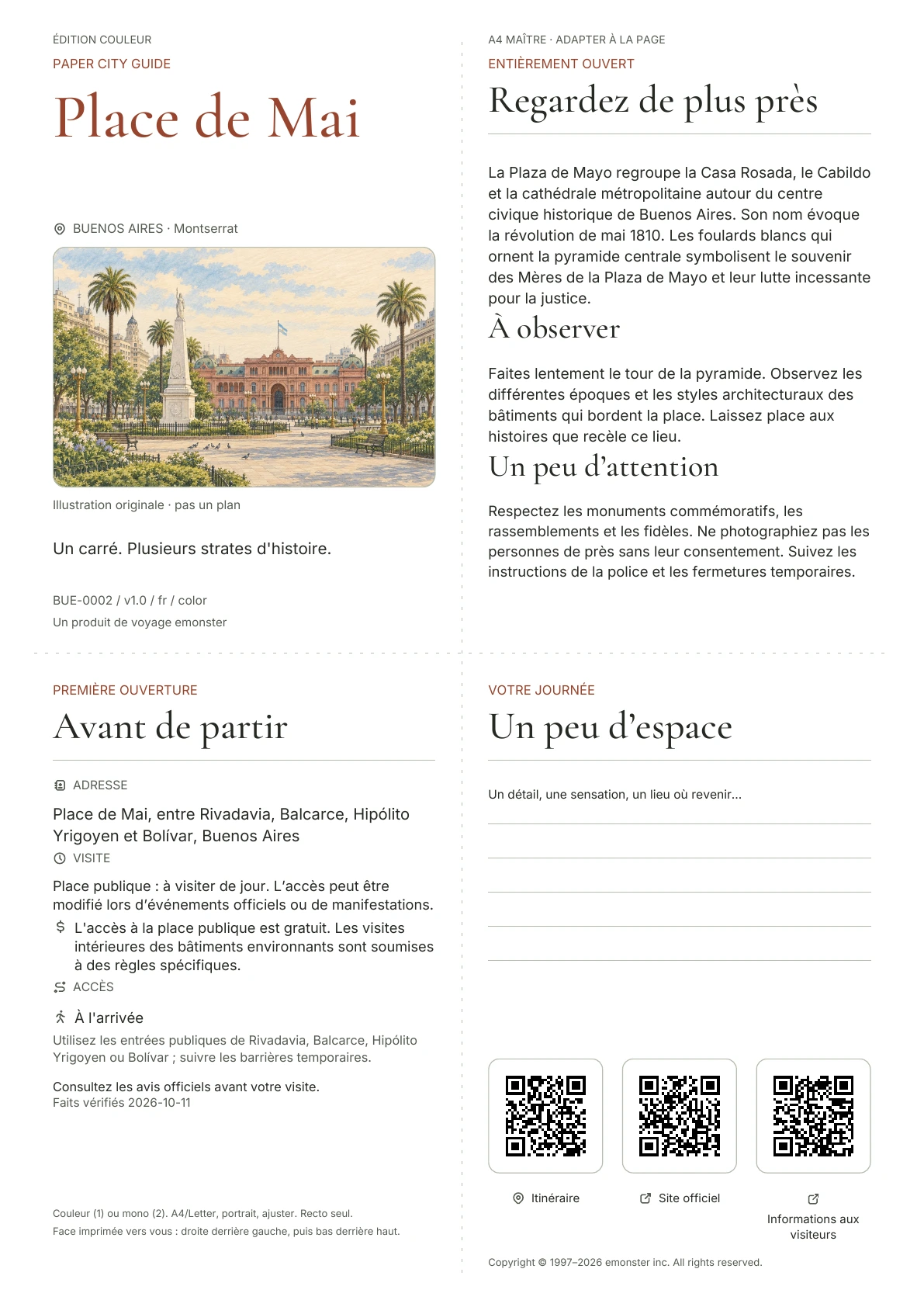 Couverture réelle du guide Place de Mai · Édition couleur