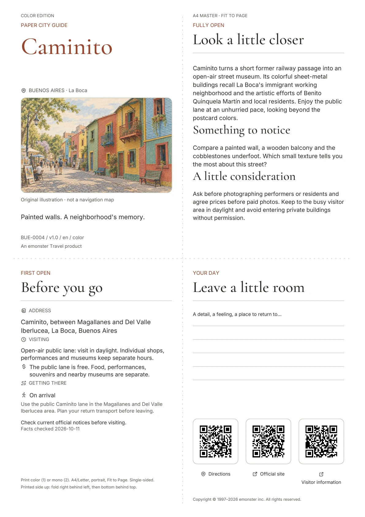 Actual Caminito guide cover · Color edition