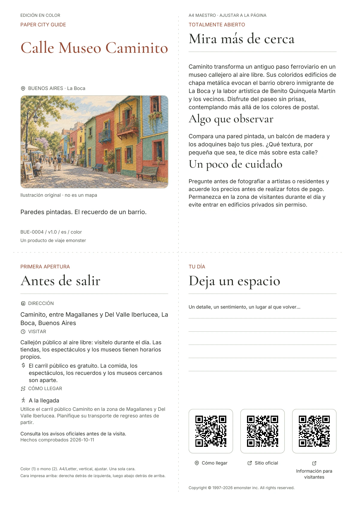Portada real de la guía Calle Museo Caminito · Edición en color