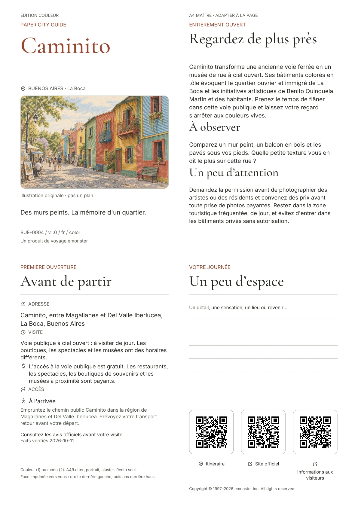Couverture réelle du guide Caminito · Édition couleur