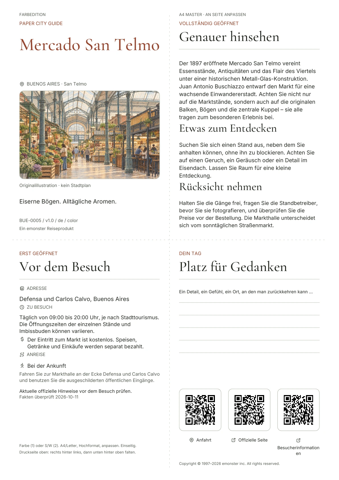 Tatsächliches Titelblatt: Mercado San Telmo · Farbausgabe