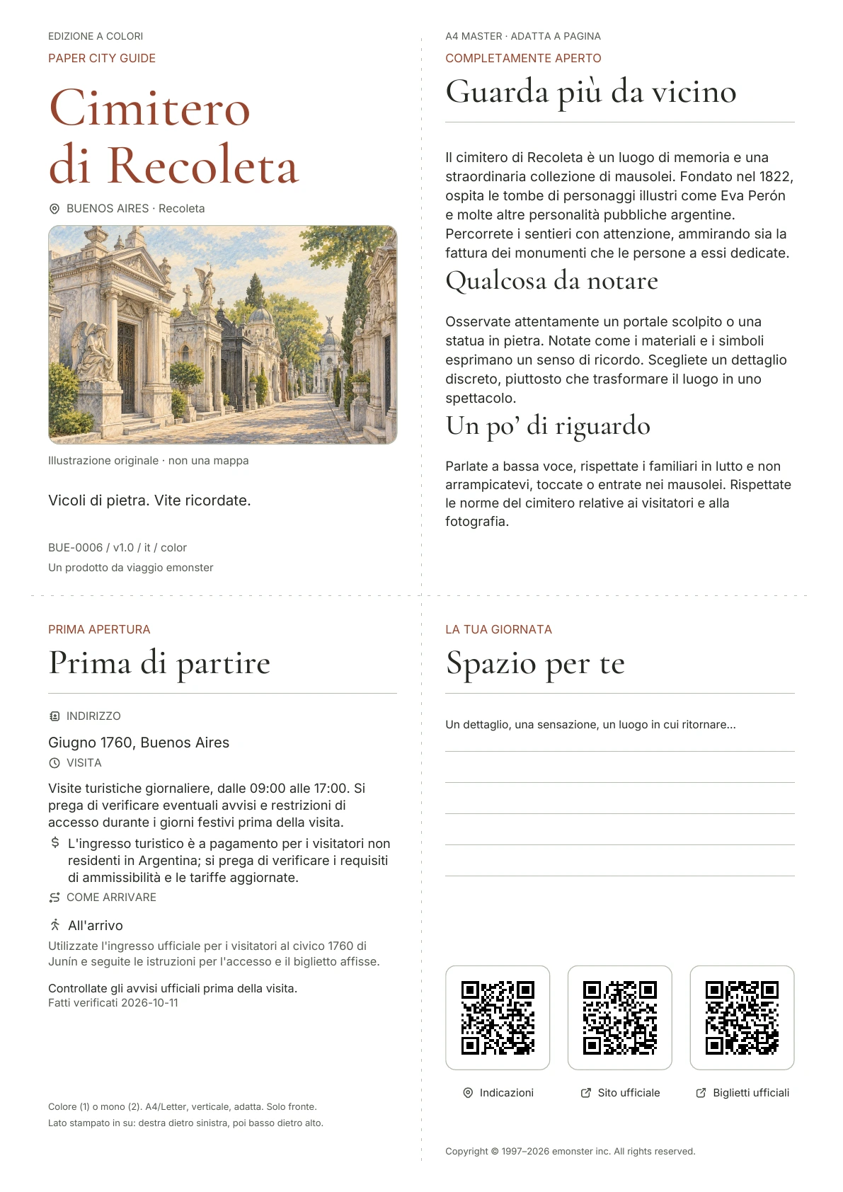 Copertina reale della guida Cimitero di Recoleta · Edizione a colori