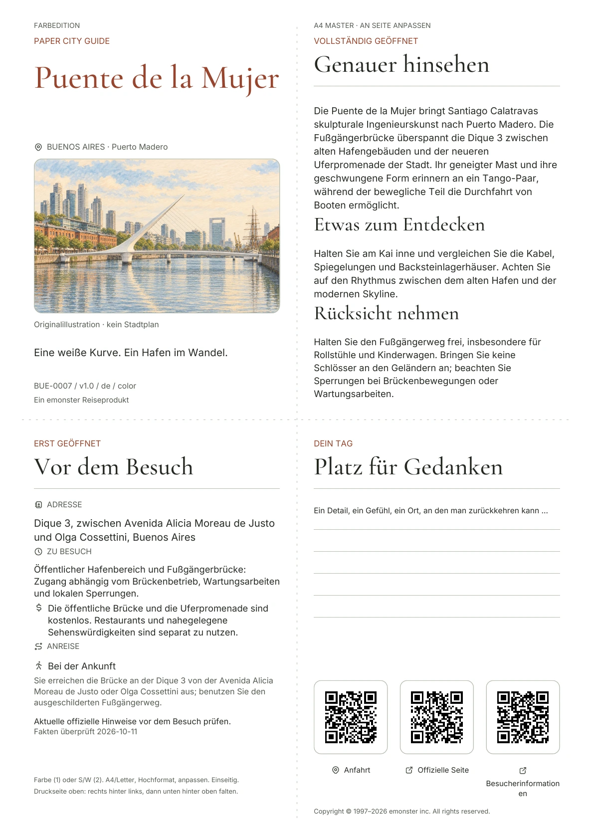 Tatsächliches Titelblatt: Puente de la Mujer · Farbausgabe