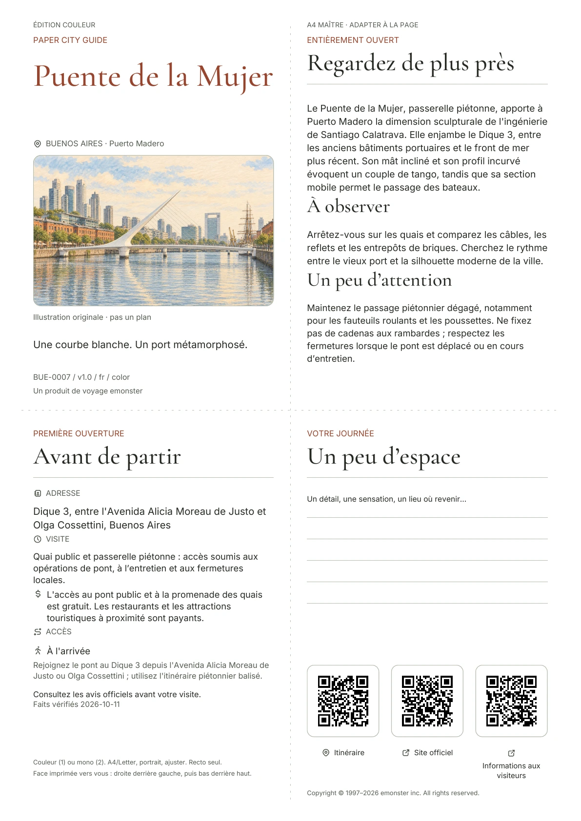 Couverture réelle du guide Puente de la Mujer · Édition couleur