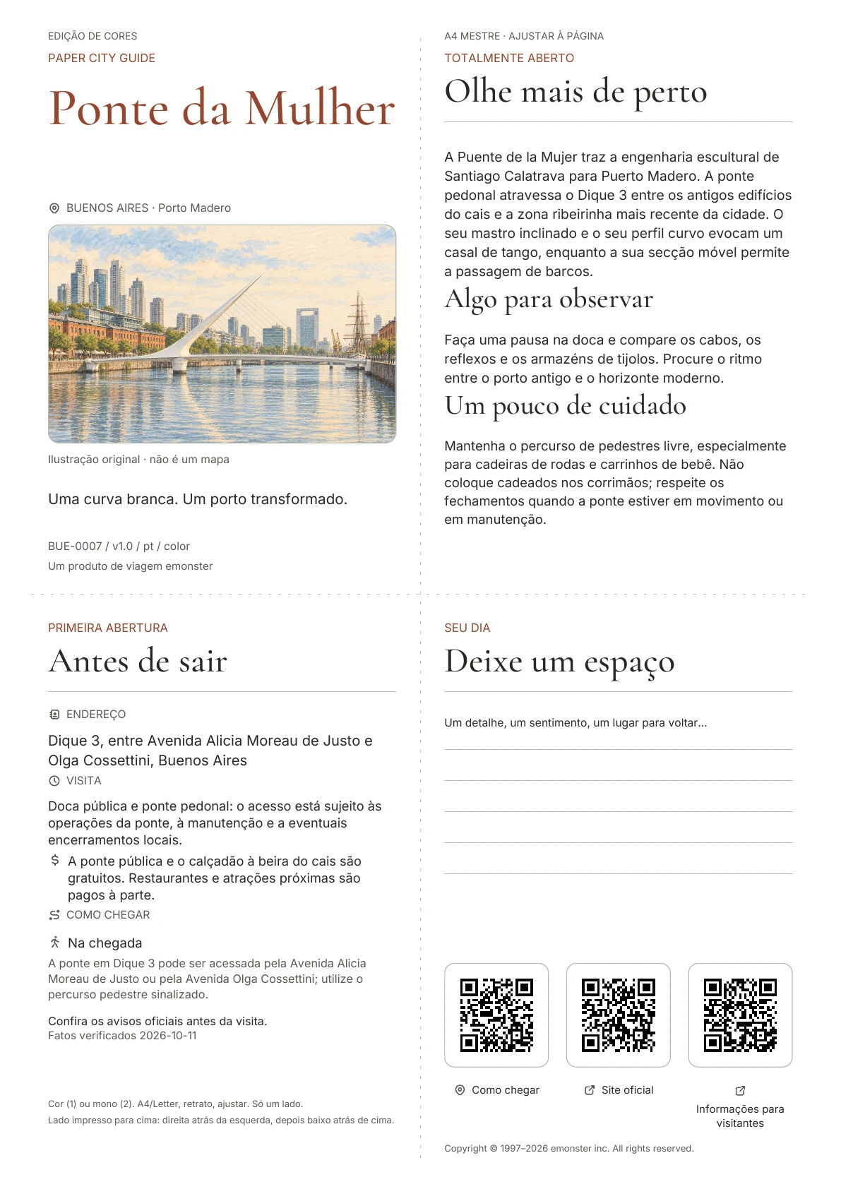 Capa real do guia Ponte da Mulher · Edição colorida