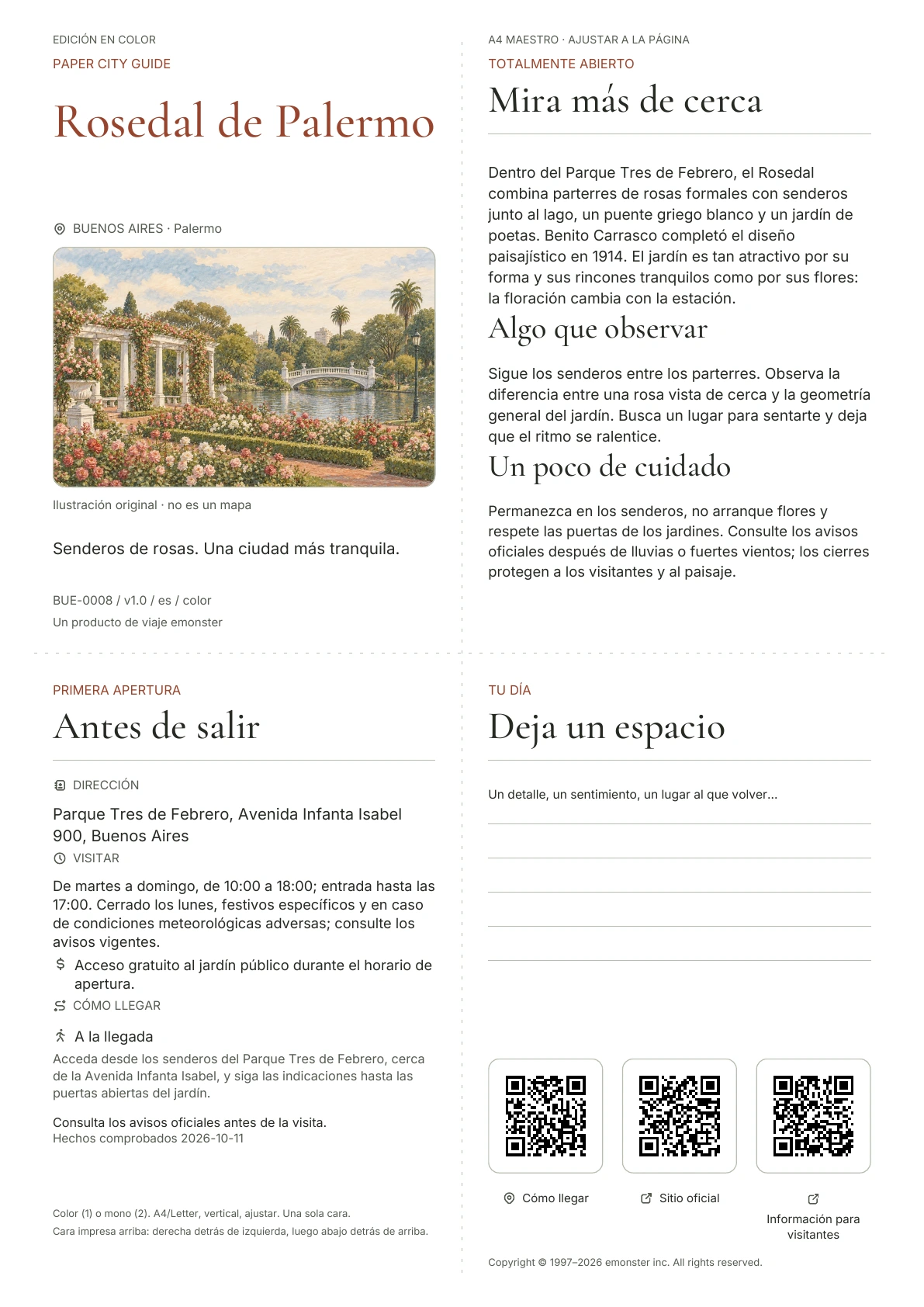 Portada real de la guía Rosedal de Palermo · Edición en color