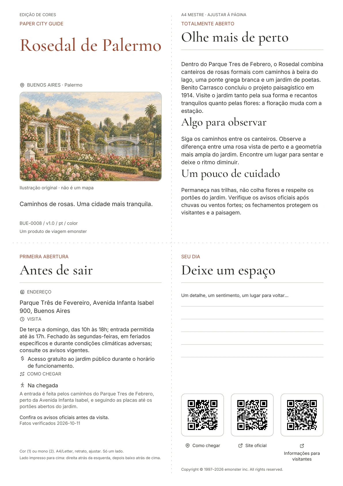 Capa real do guia Rosedal de Palermo · Edição colorida