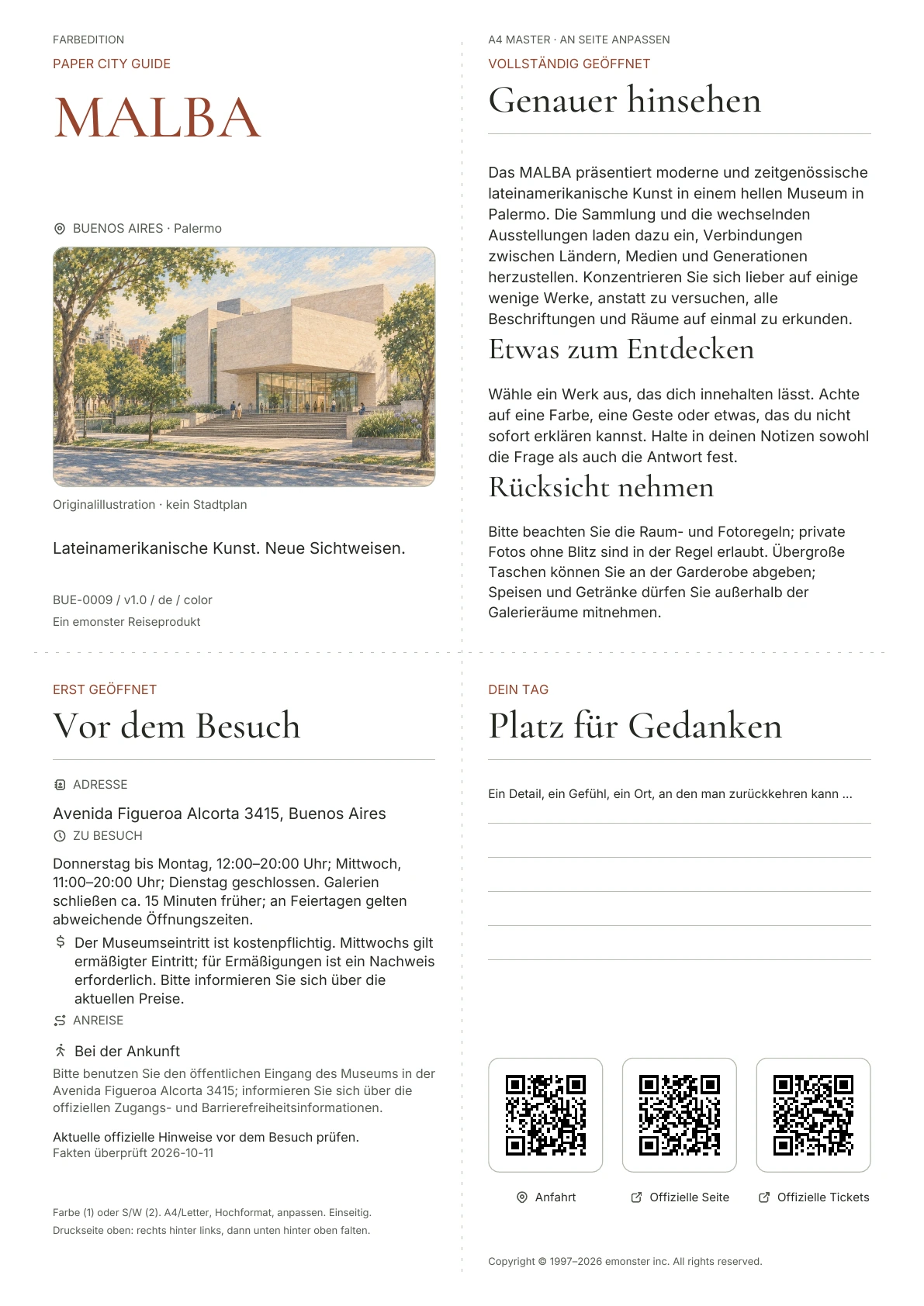 Tatsächliches Titelblatt: MALBA · Farbausgabe