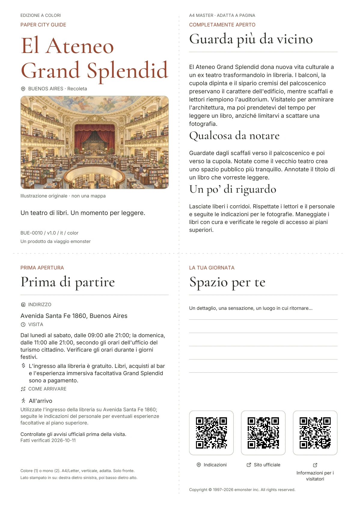 Copertina reale della guida El Ateneo Grand Splendid · Edizione a colori