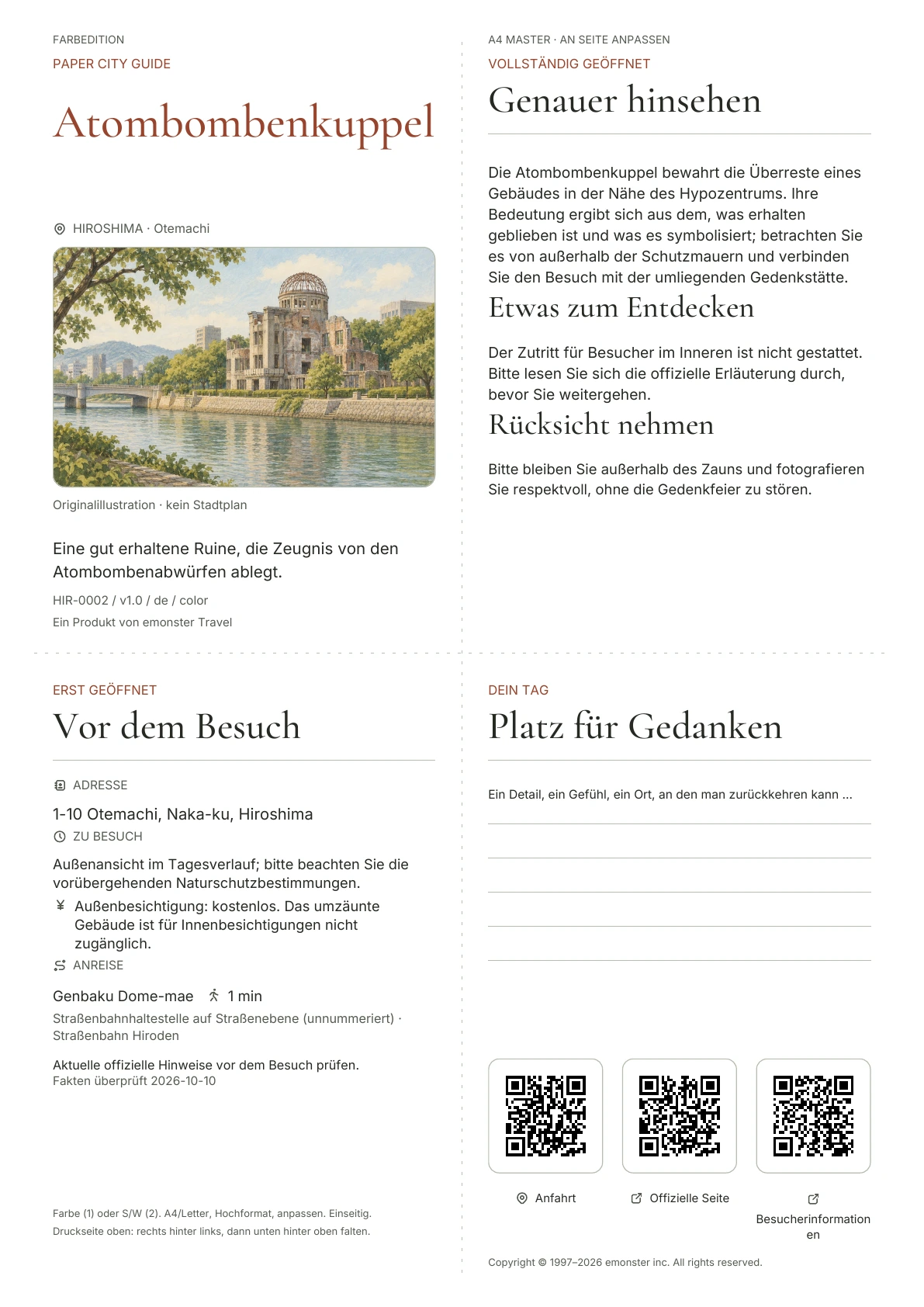 Tatsächliches Titelblatt: Atombombenkuppel · Farbausgabe