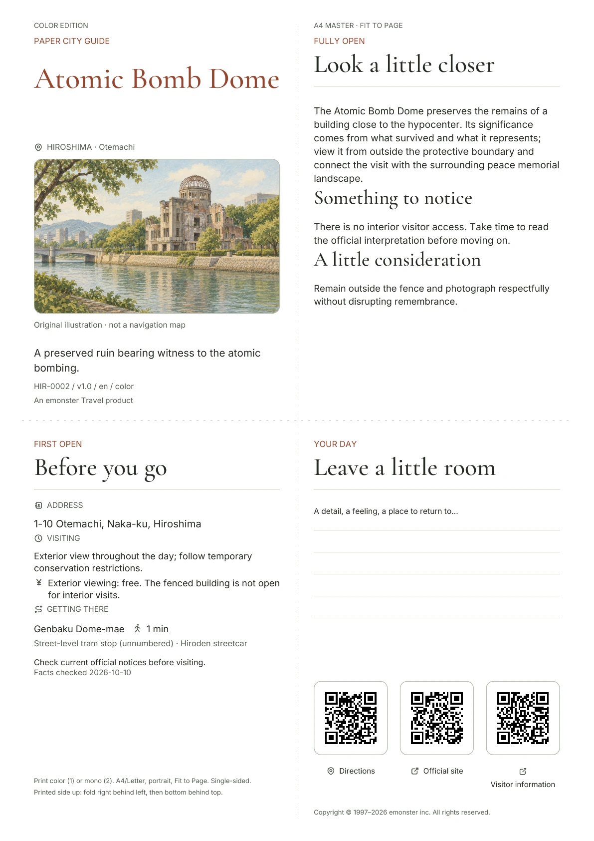 Actual Atomic Bomb Dome guide cover · Color edition