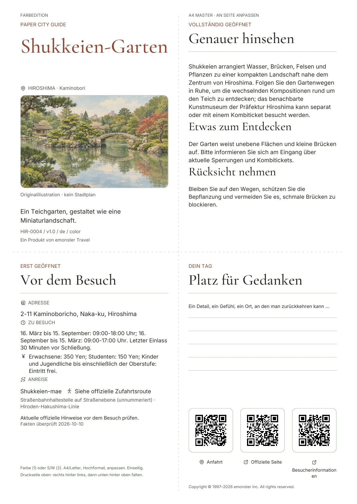 Tatsächliches Titelblatt: Shukkeien-Garten · Farbausgabe