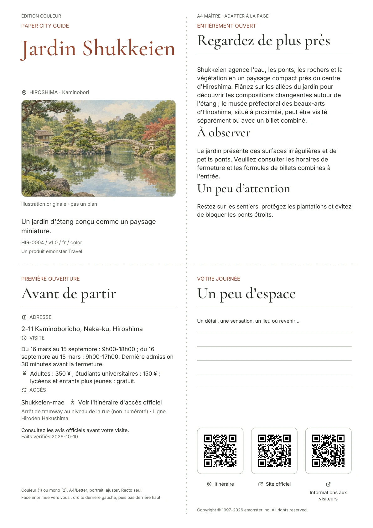 Couverture réelle du guide Jardin Shukkeien · Édition couleur