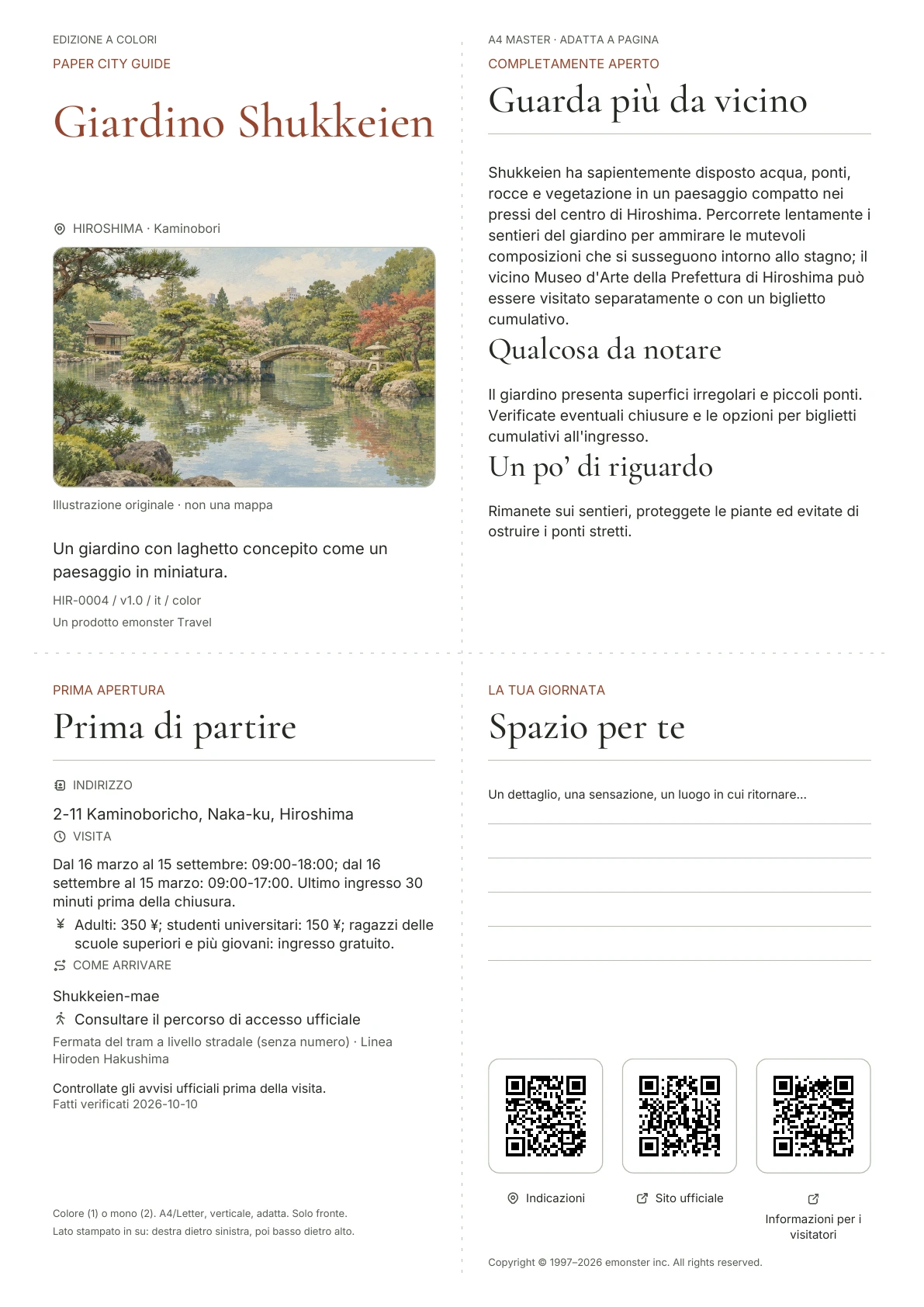 Copertina reale della guida Giardino Shukkeien · Edizione a colori