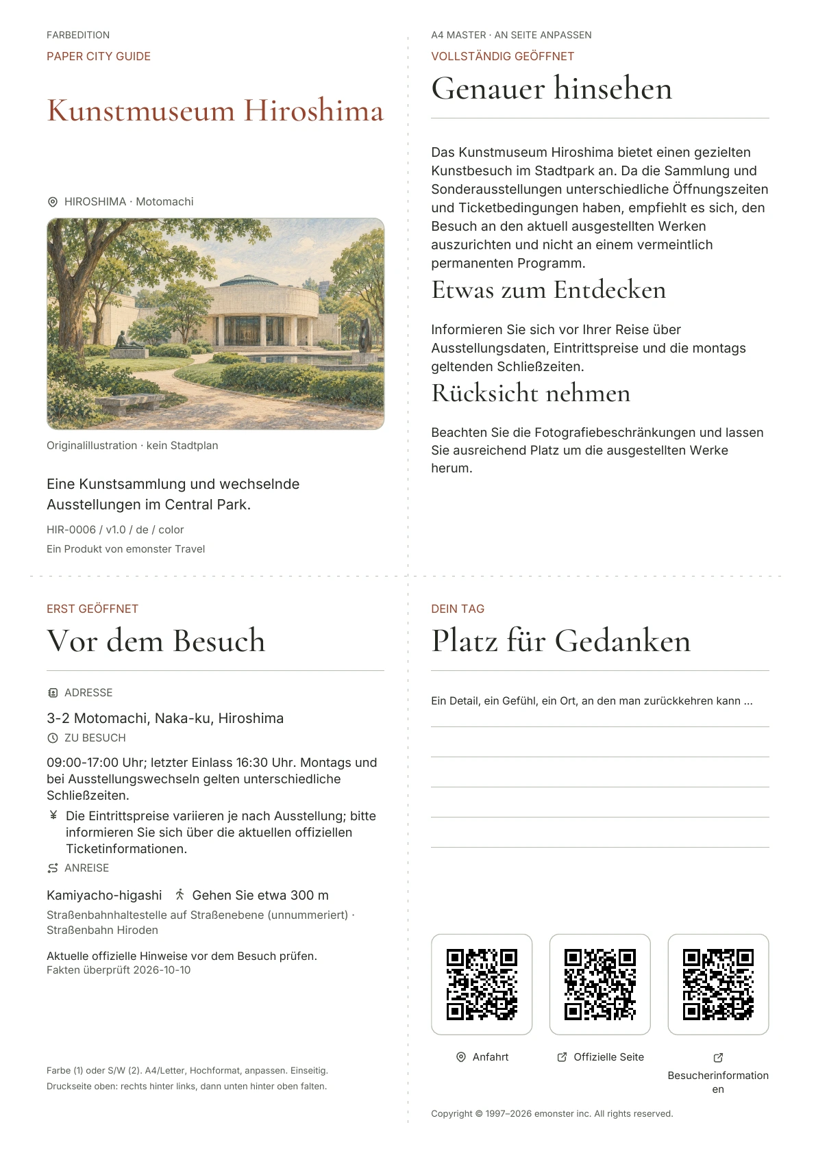 Tatsächliches Titelblatt: Kunstmuseum Hiroshima · Farbausgabe