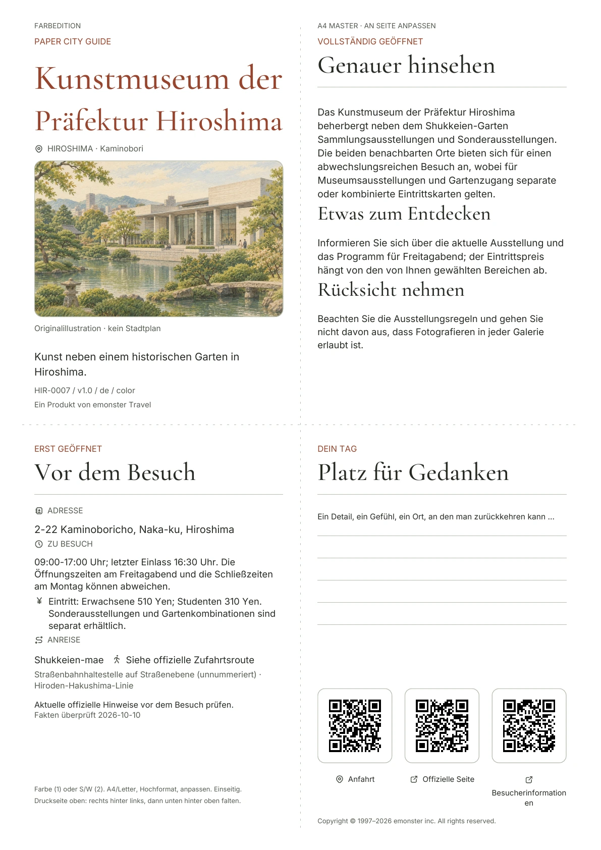 Tatsächliches Titelblatt: Kunstmuseum der Präfektur Hiroshima · Farbausgabe
