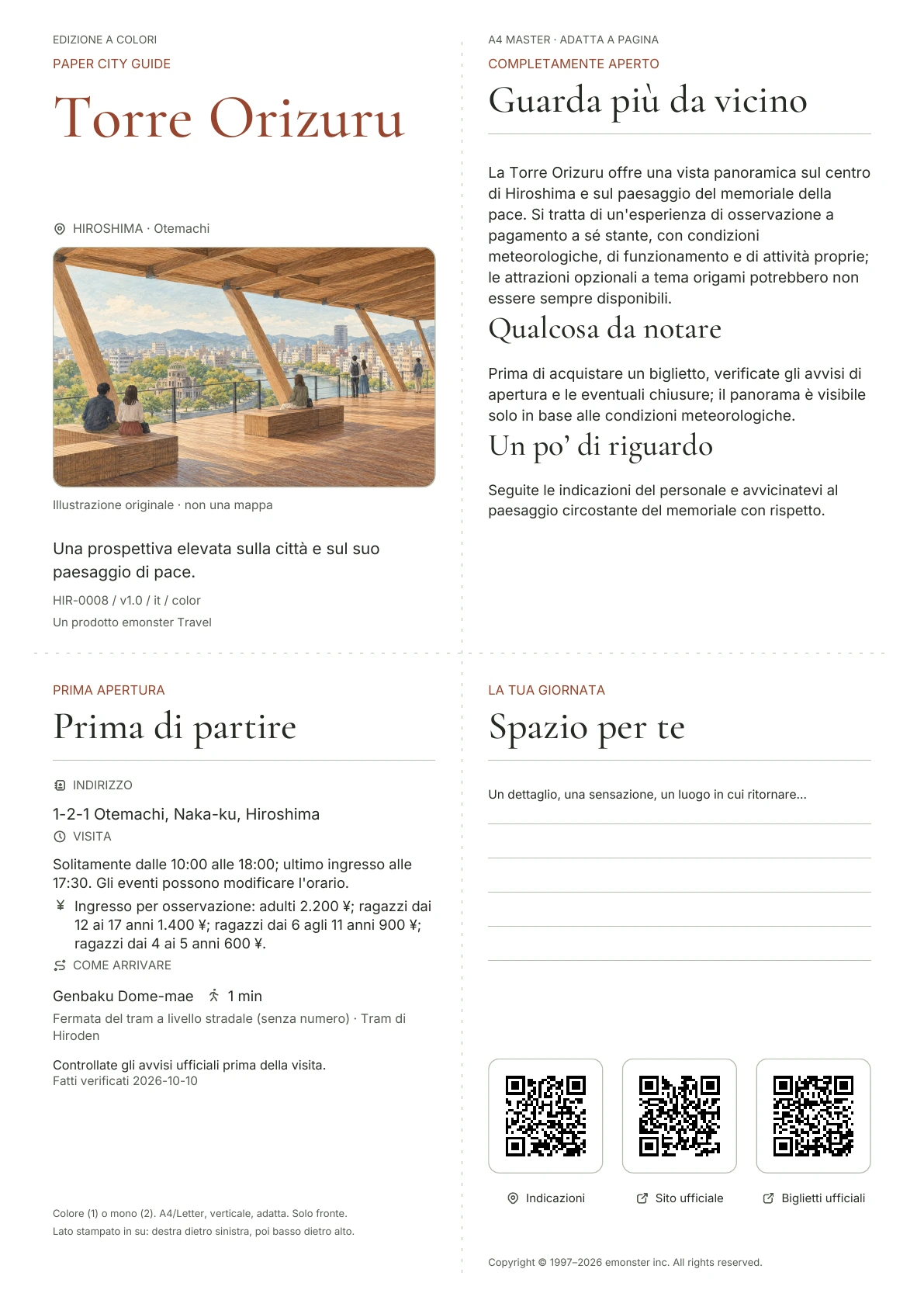 Copertina reale della guida Torre Orizuru · Edizione a colori
