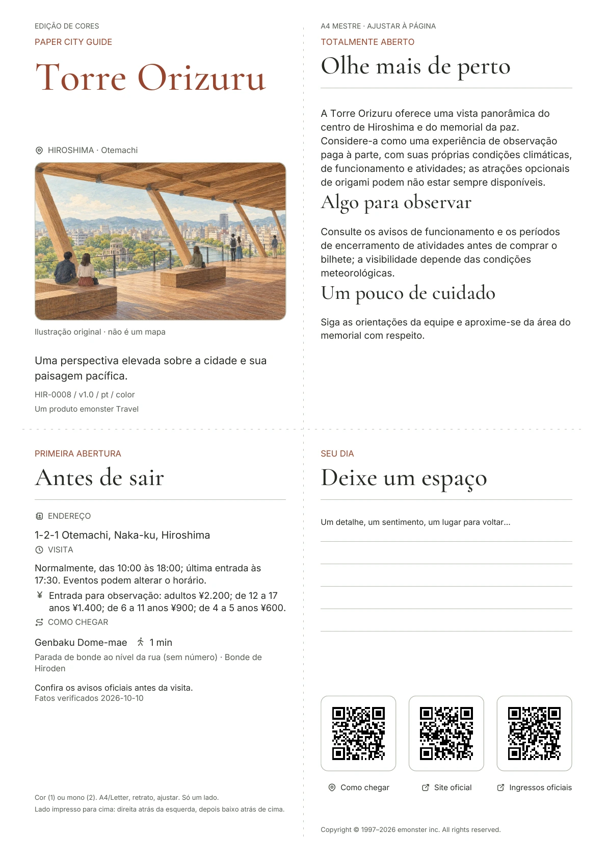 Capa real do guia Torre Orizuru · Edição colorida