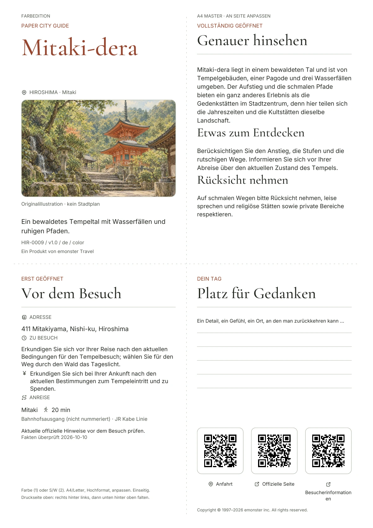 Tatsächliches Titelblatt: Mitaki-dera · Farbausgabe