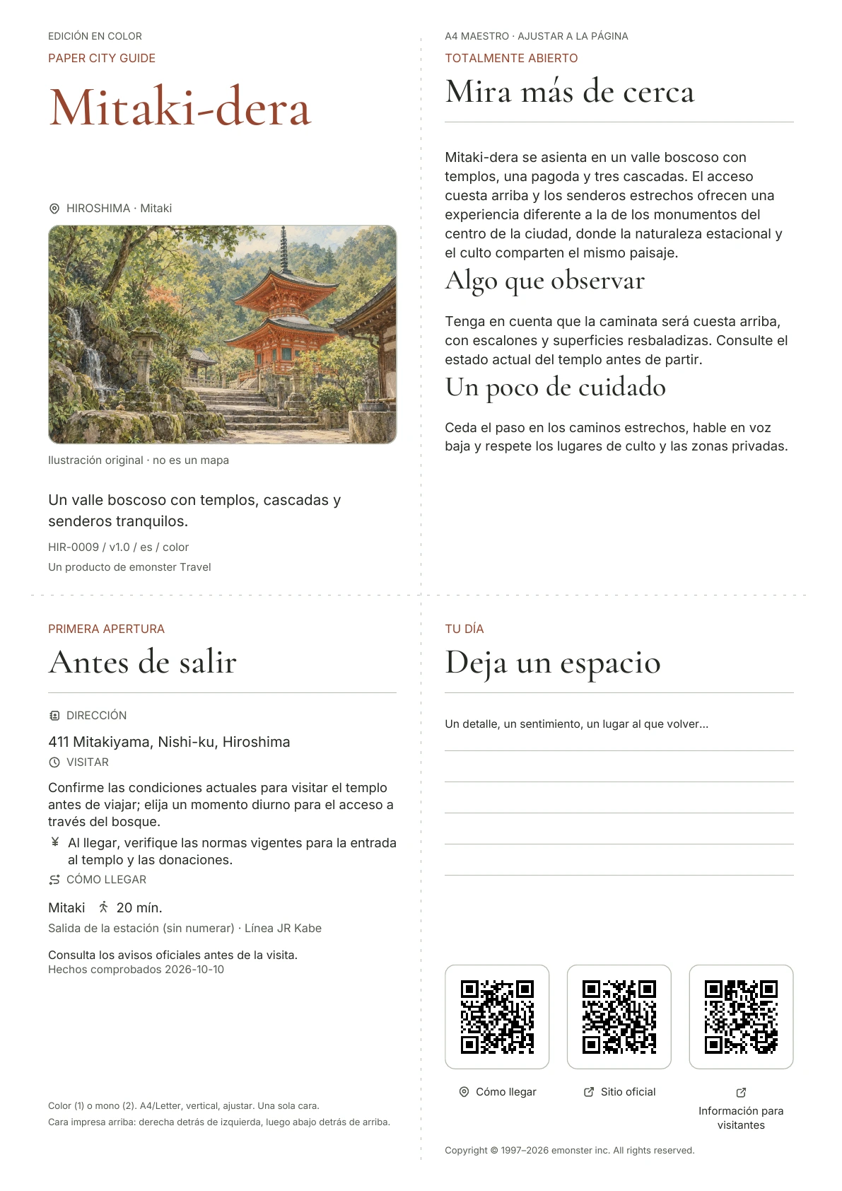 Portada real de la guía Mitaki-dera · Edición en color