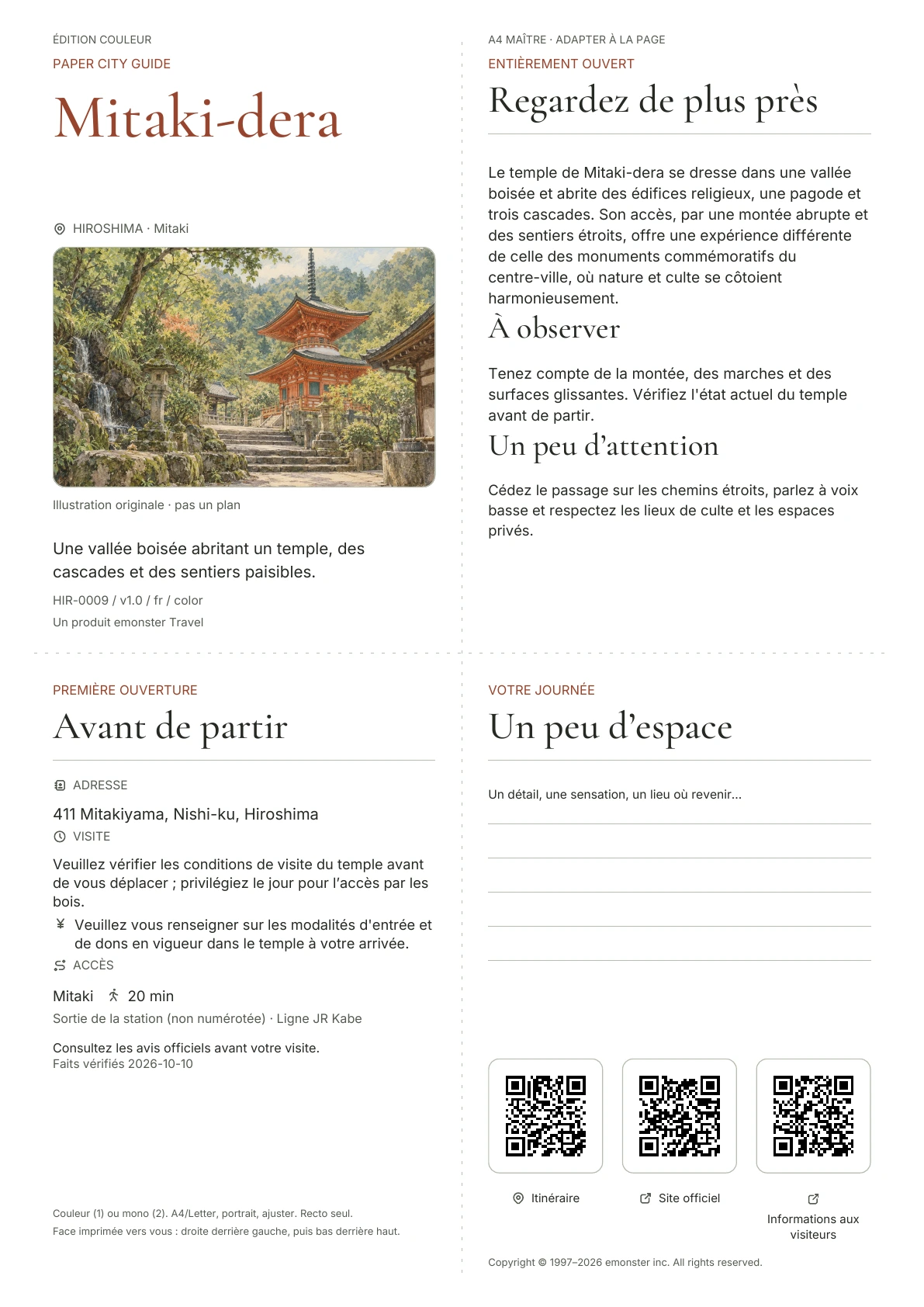 Couverture réelle du guide Mitaki-dera · Édition couleur