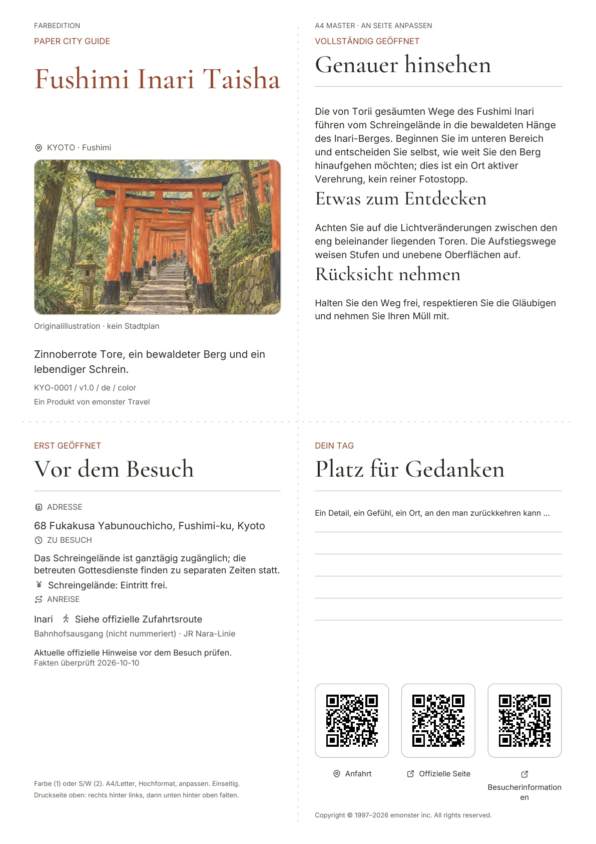 Tatsächliches Titelblatt: Fushimi Inari Taisha · Farbausgabe