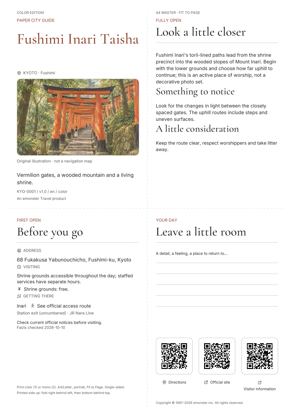 Actual Fushimi Inari Taisha guide cover · Color edition