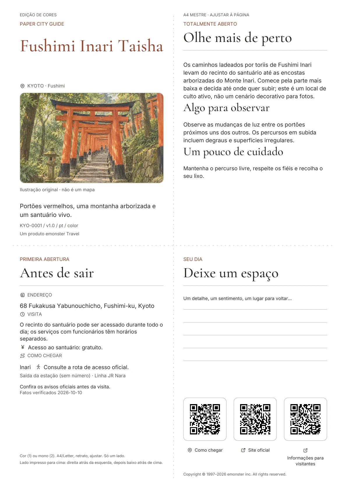 Capa real do guia Fushimi Inari Taisha · Edição colorida
