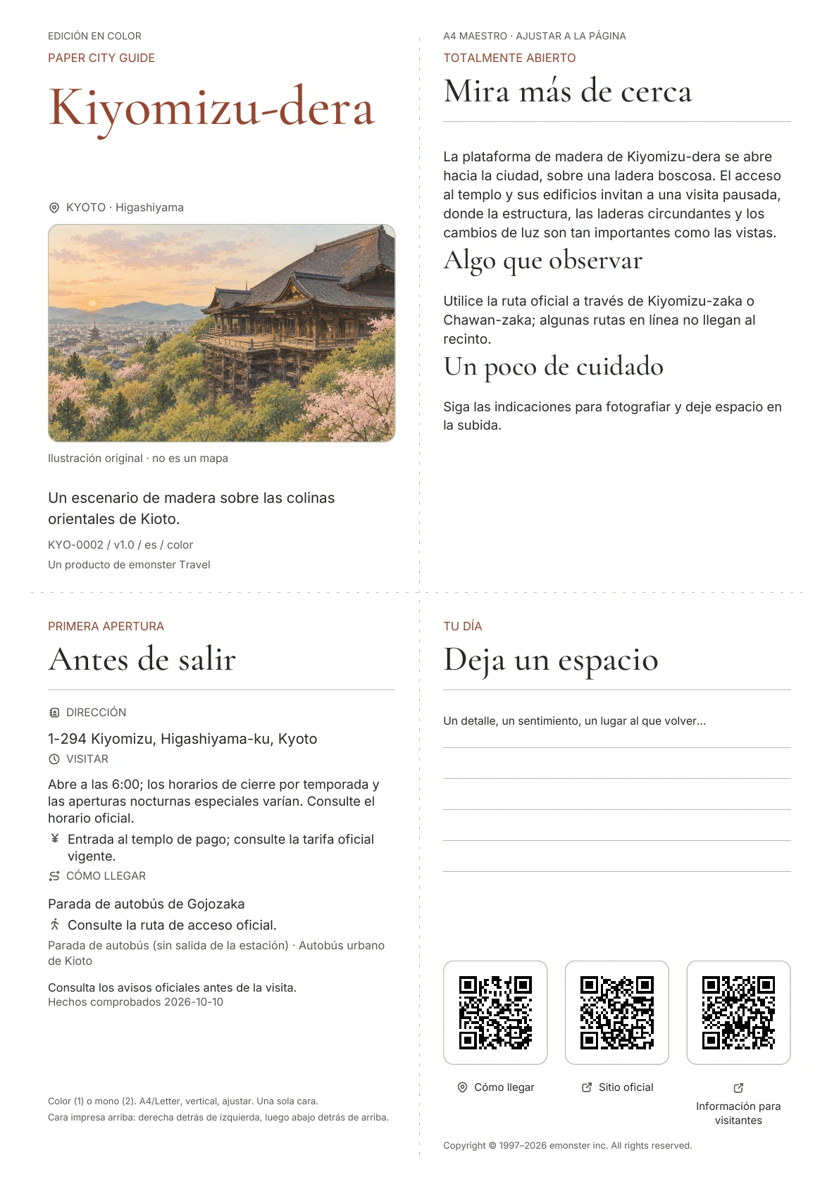 Portada real de la guía Kiyomizu-dera · Edición en color