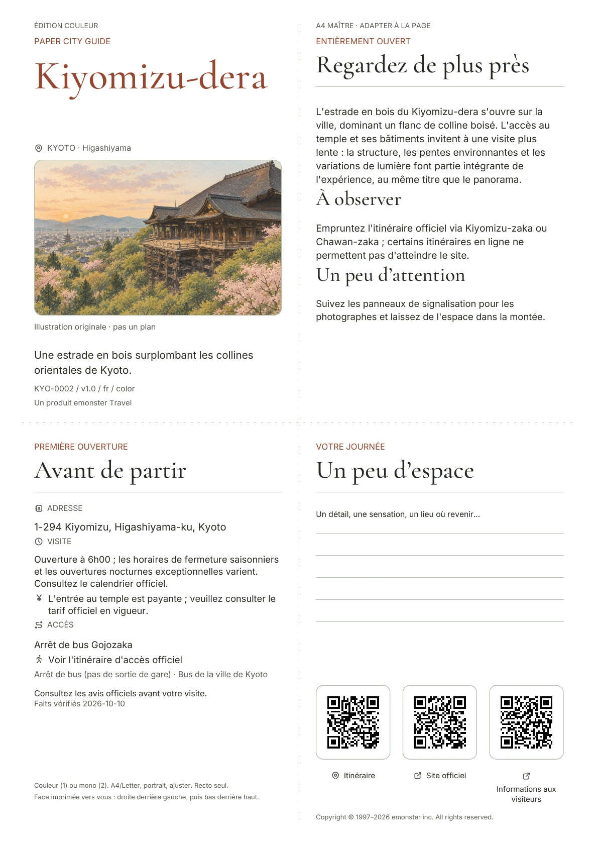 Couverture réelle du guide Kiyomizu-dera · Édition couleur