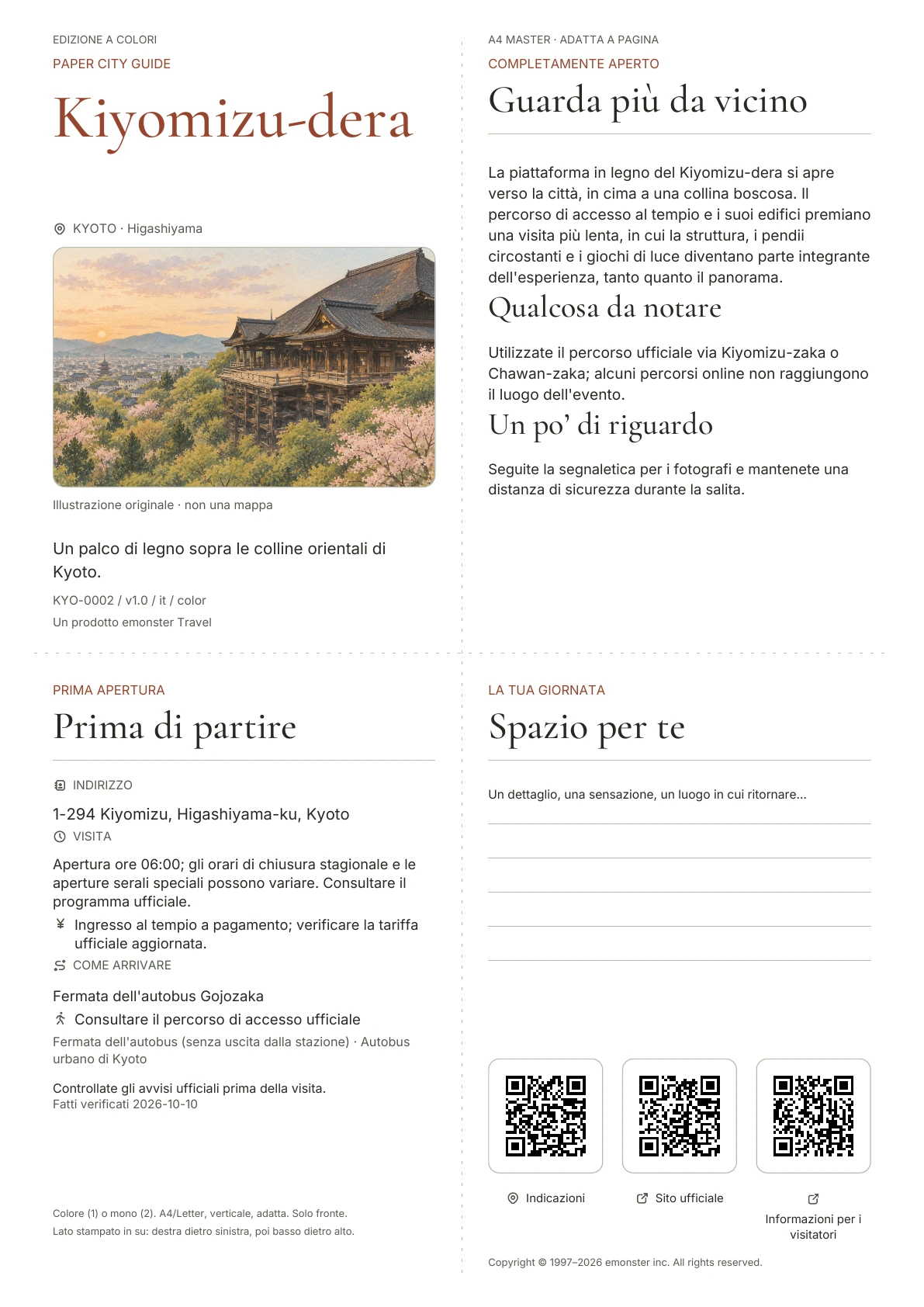 Copertina reale della guida Kiyomizu-dera · Edizione a colori