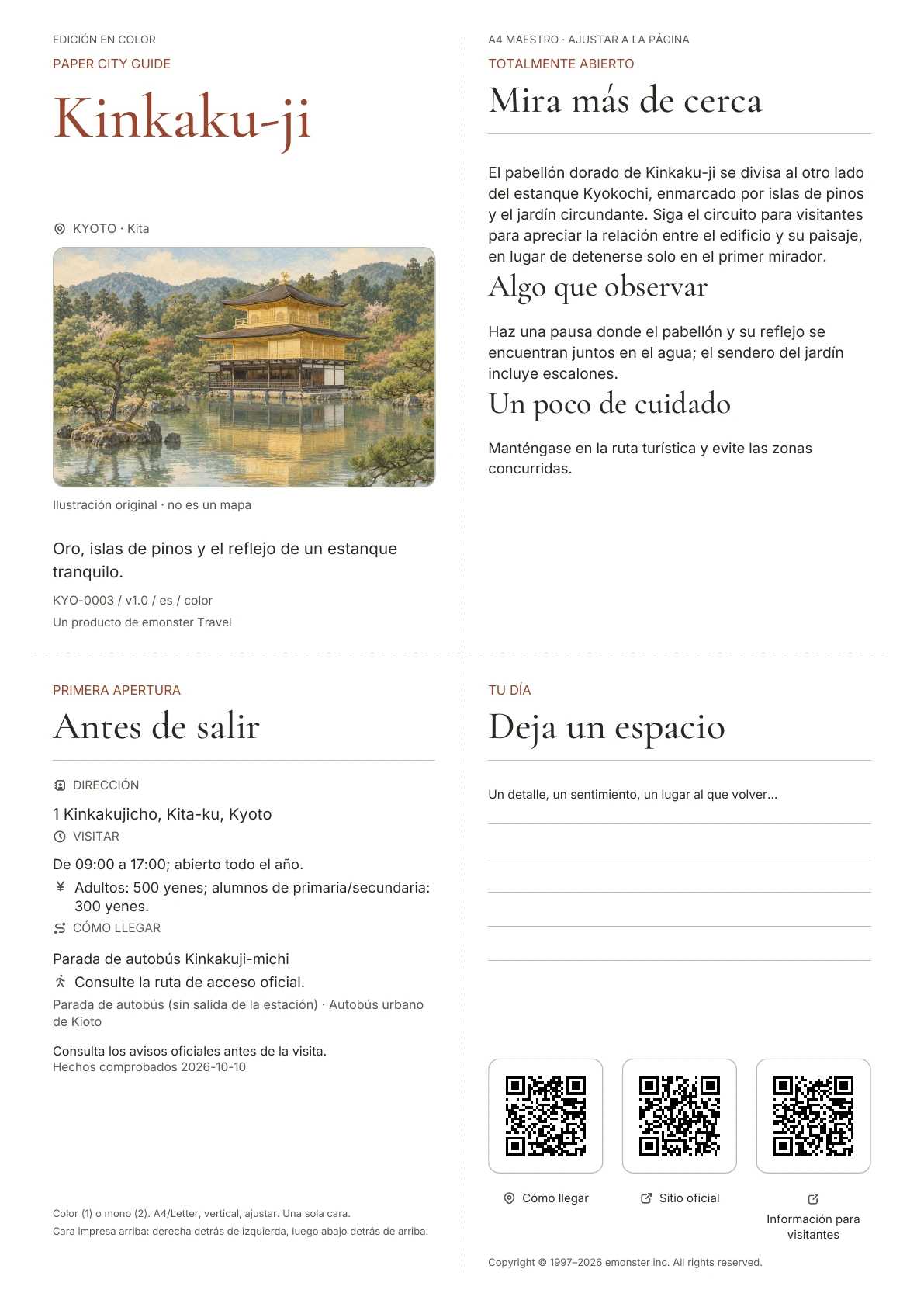 Portada real de la guía Kinkaku-ji · Edición en color