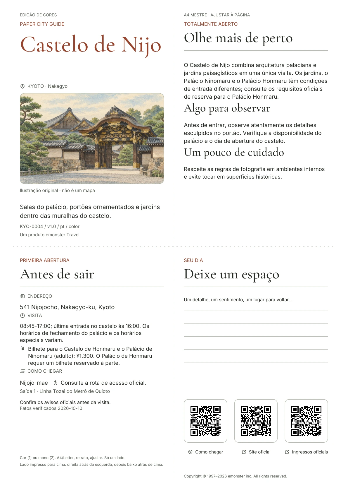 Capa real do guia Castelo de Nijo · Edição colorida