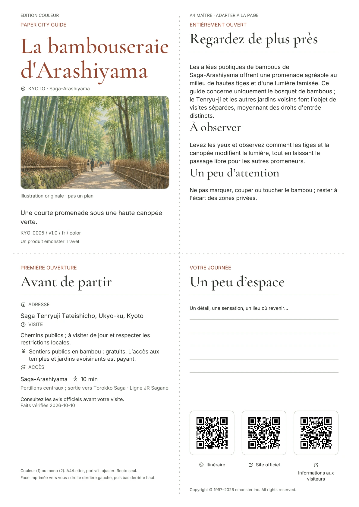 Couverture réelle du guide La bambouseraie d'Arashiyama · Édition couleur