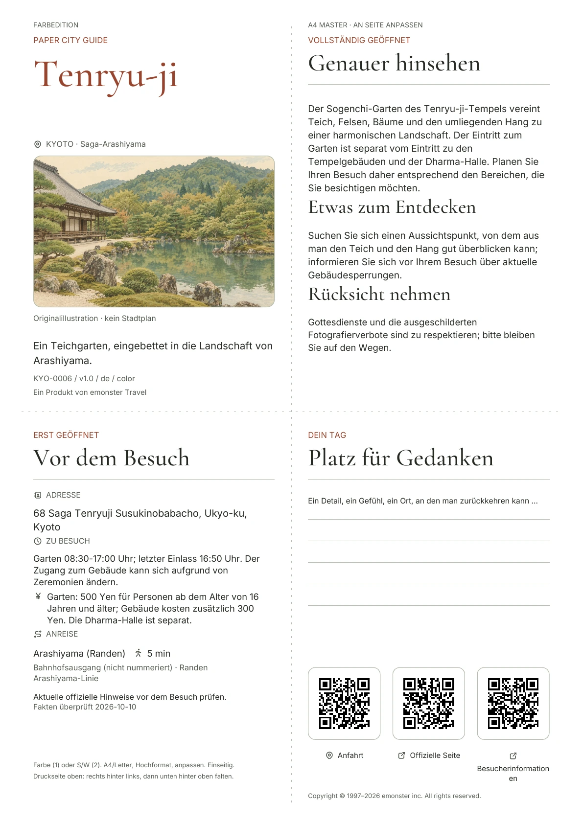 Tatsächliches Titelblatt: Tenryu-ji · Farbausgabe
