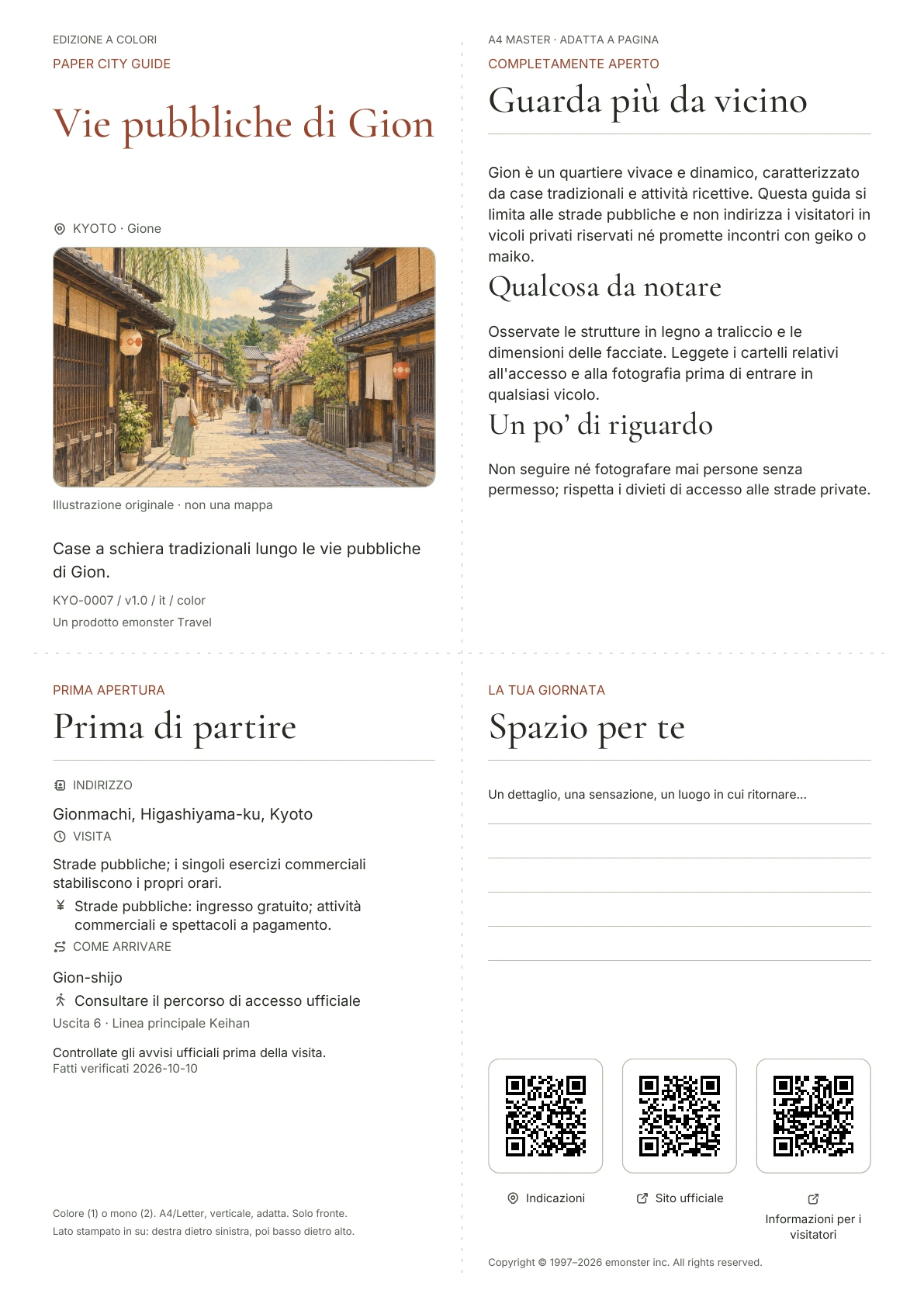 Copertina reale della guida Vie pubbliche di Gion · Edizione a colori