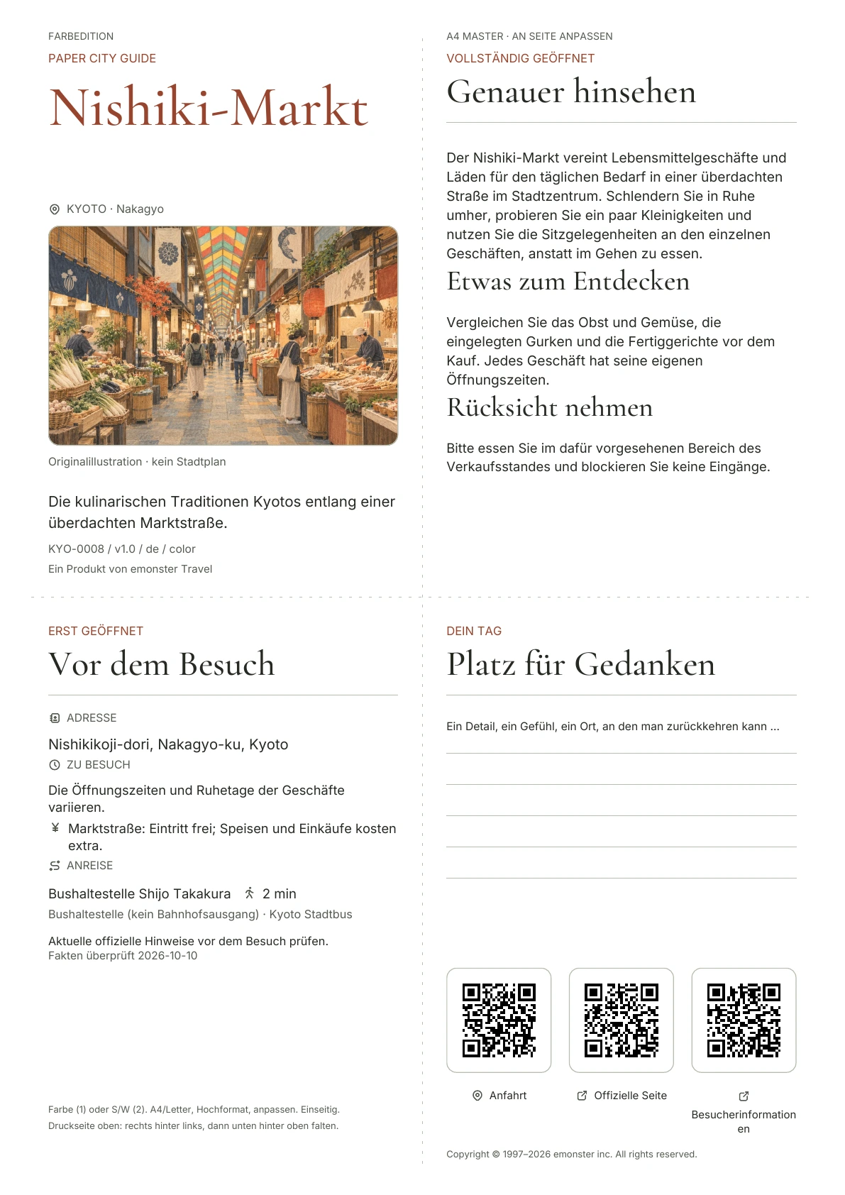 Tatsächliches Titelblatt: Nishiki-Markt · Farbausgabe