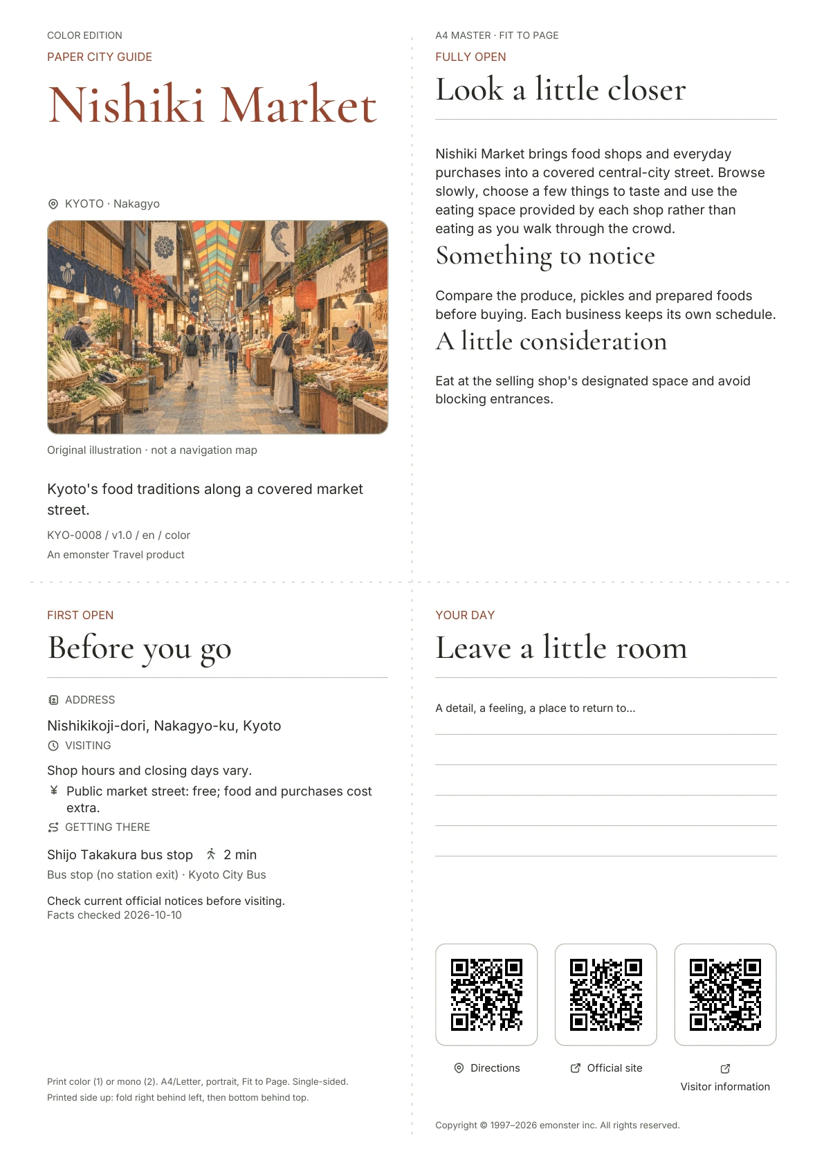 Actual Nishiki Market guide cover · Color edition