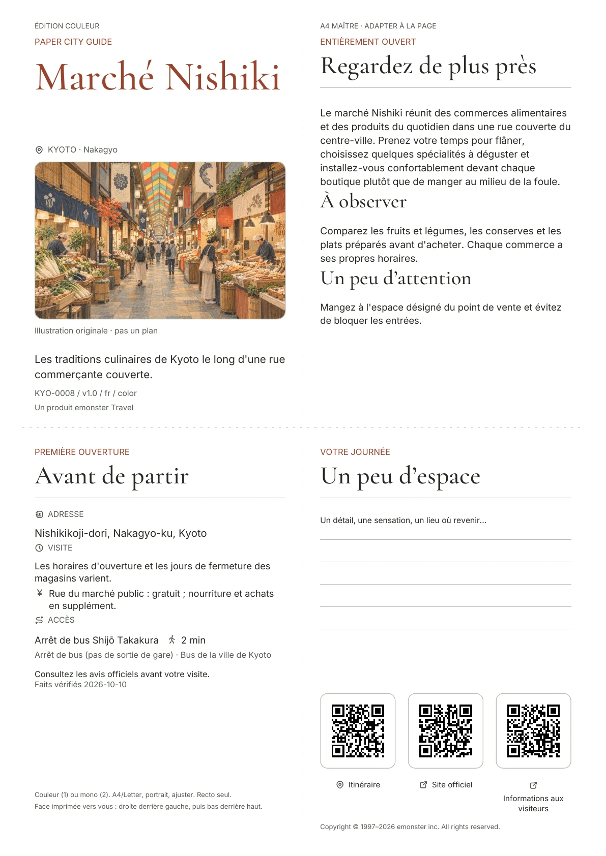 Couverture réelle du guide Marché Nishiki · Édition couleur
