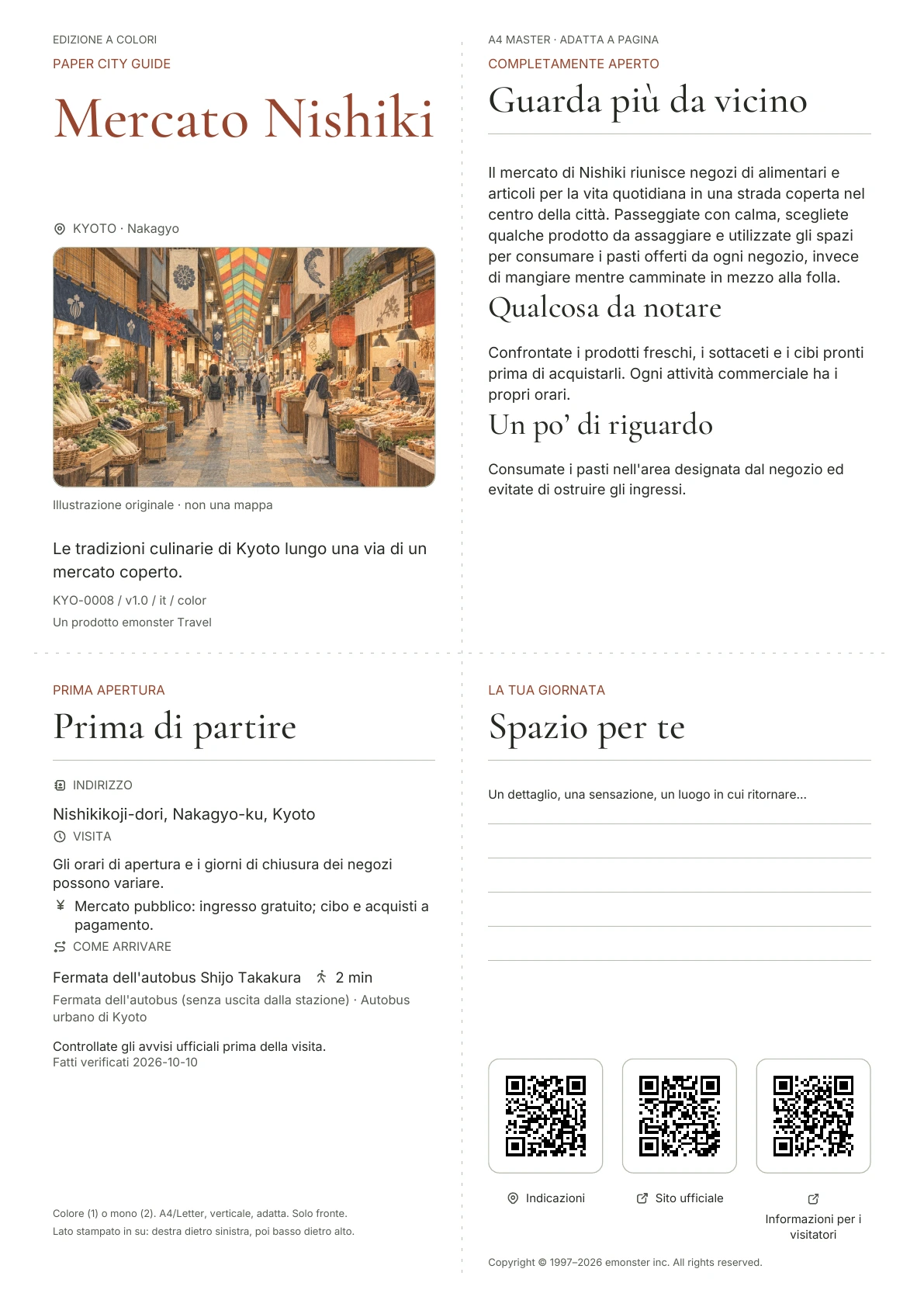 Copertina reale della guida Mercato Nishiki · Edizione a colori