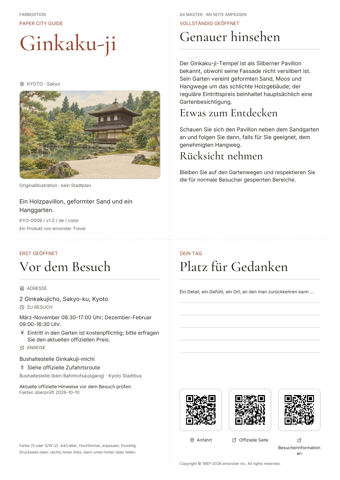 Tatsächliches Titelblatt: Ginkaku-ji · Farbausgabe