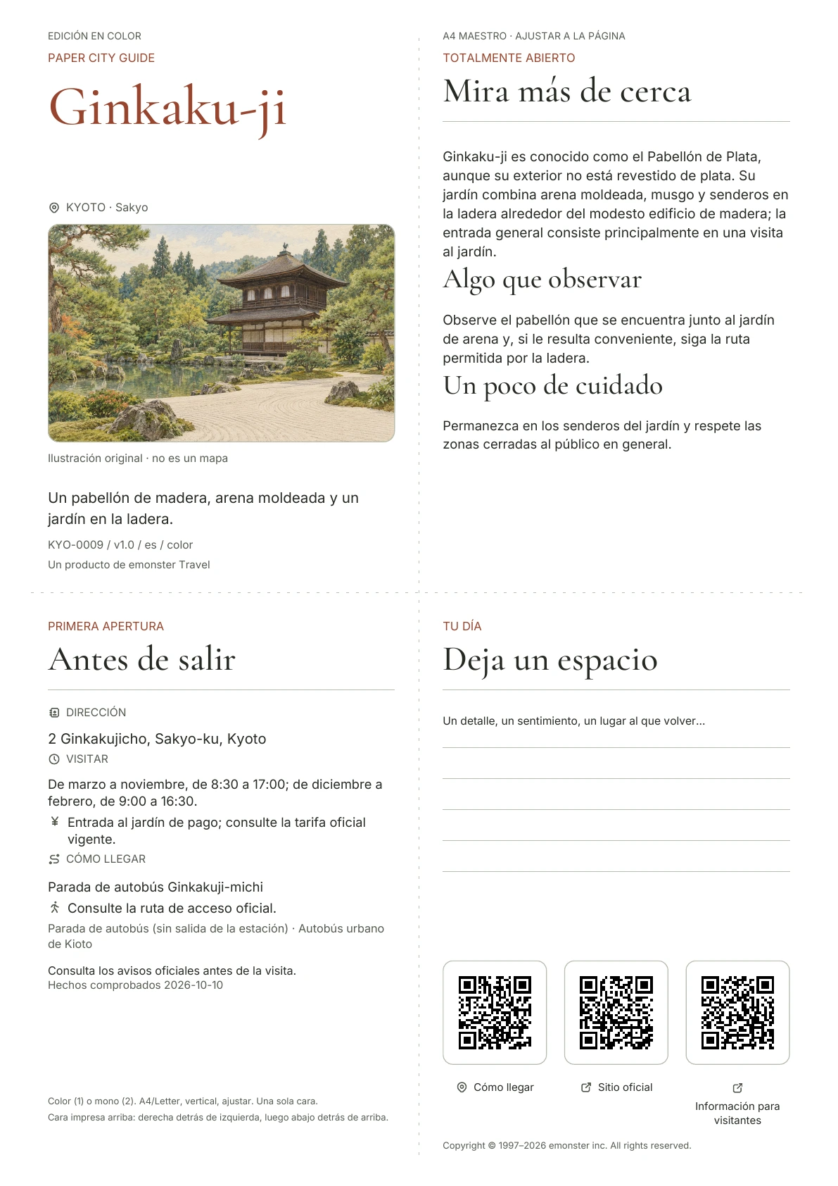Portada real de la guía Ginkaku-ji · Edición en color