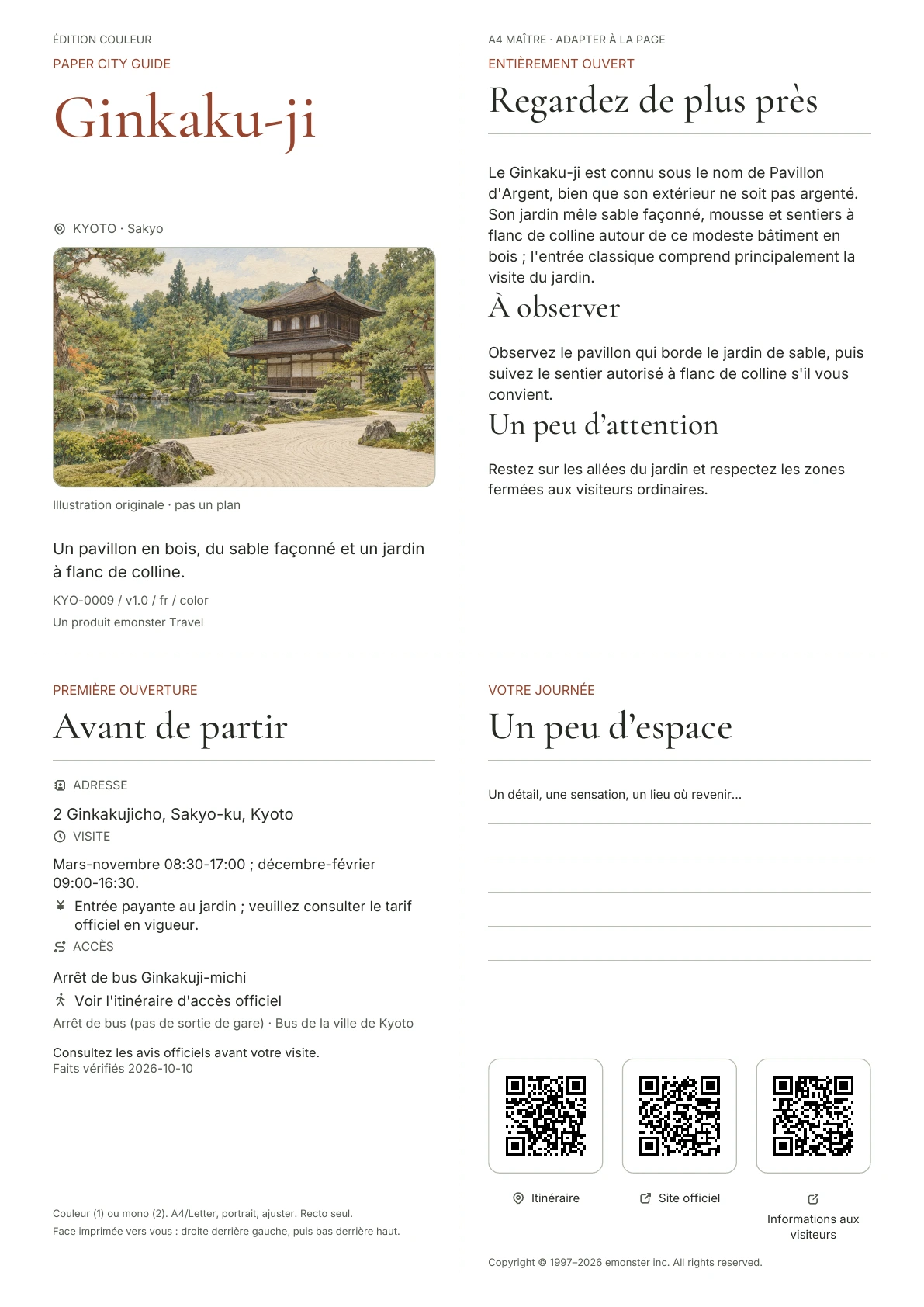 Couverture réelle du guide Ginkaku-ji · Édition couleur
