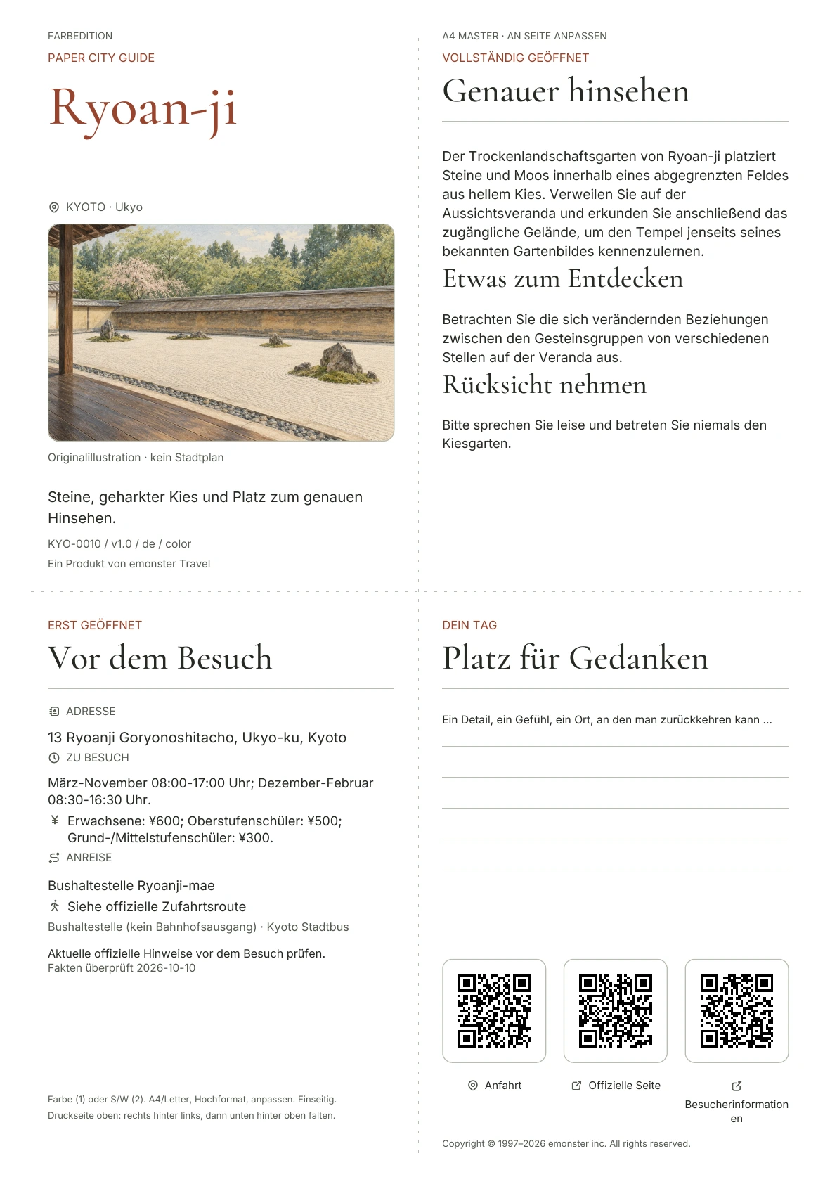 Tatsächliches Titelblatt: Ryoan-ji · Farbausgabe