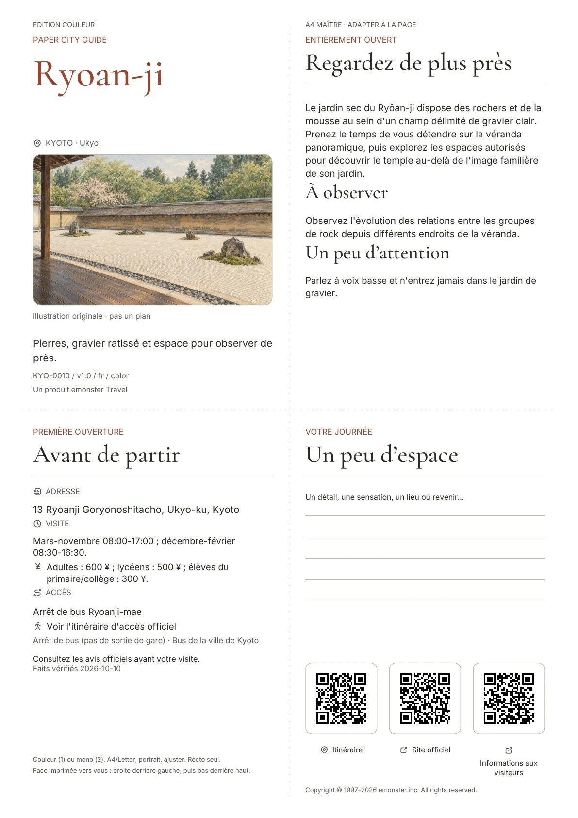 Couverture réelle du guide Ryoan-ji · Édition couleur