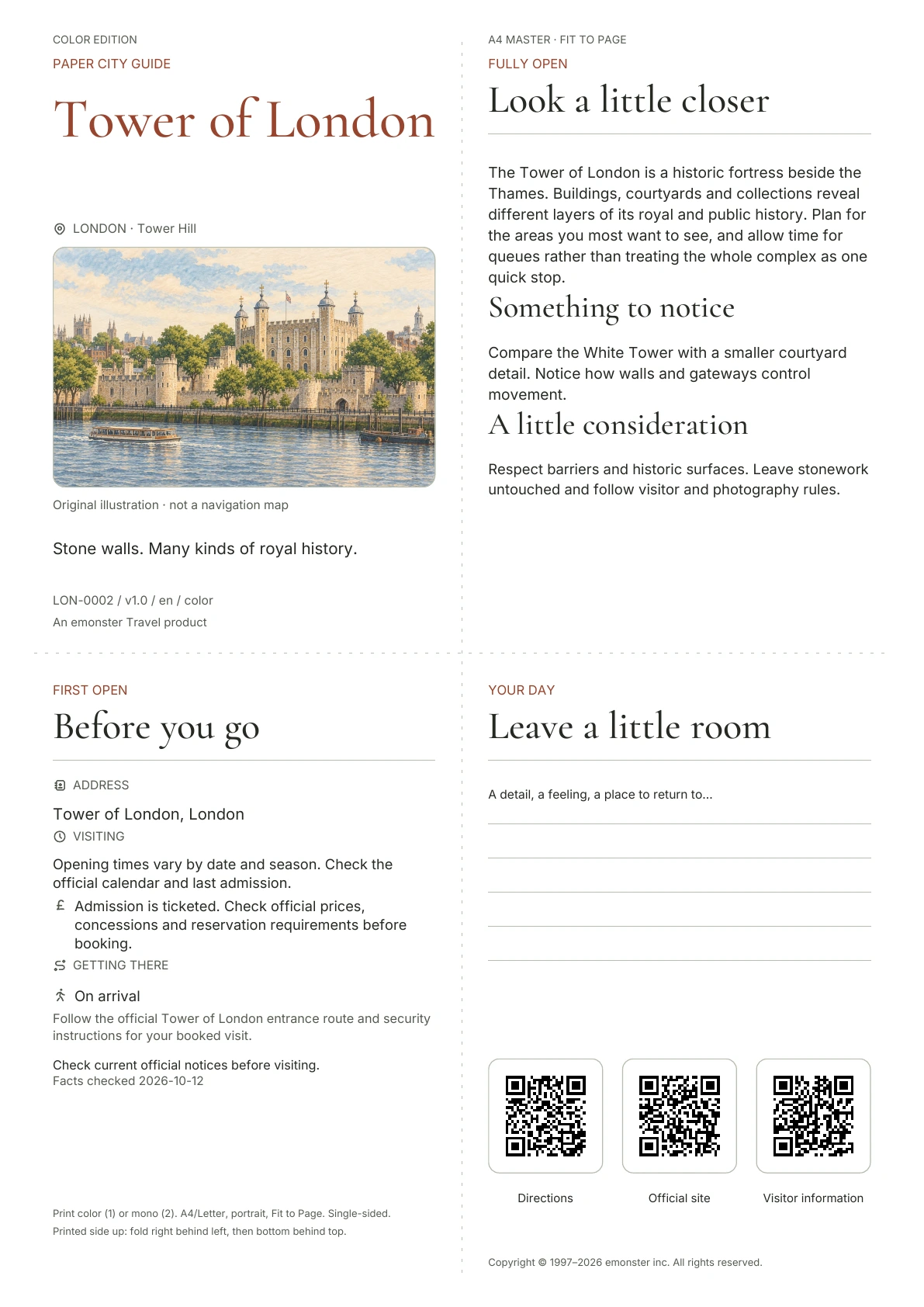 Actual Tower of London guide cover · Color edition