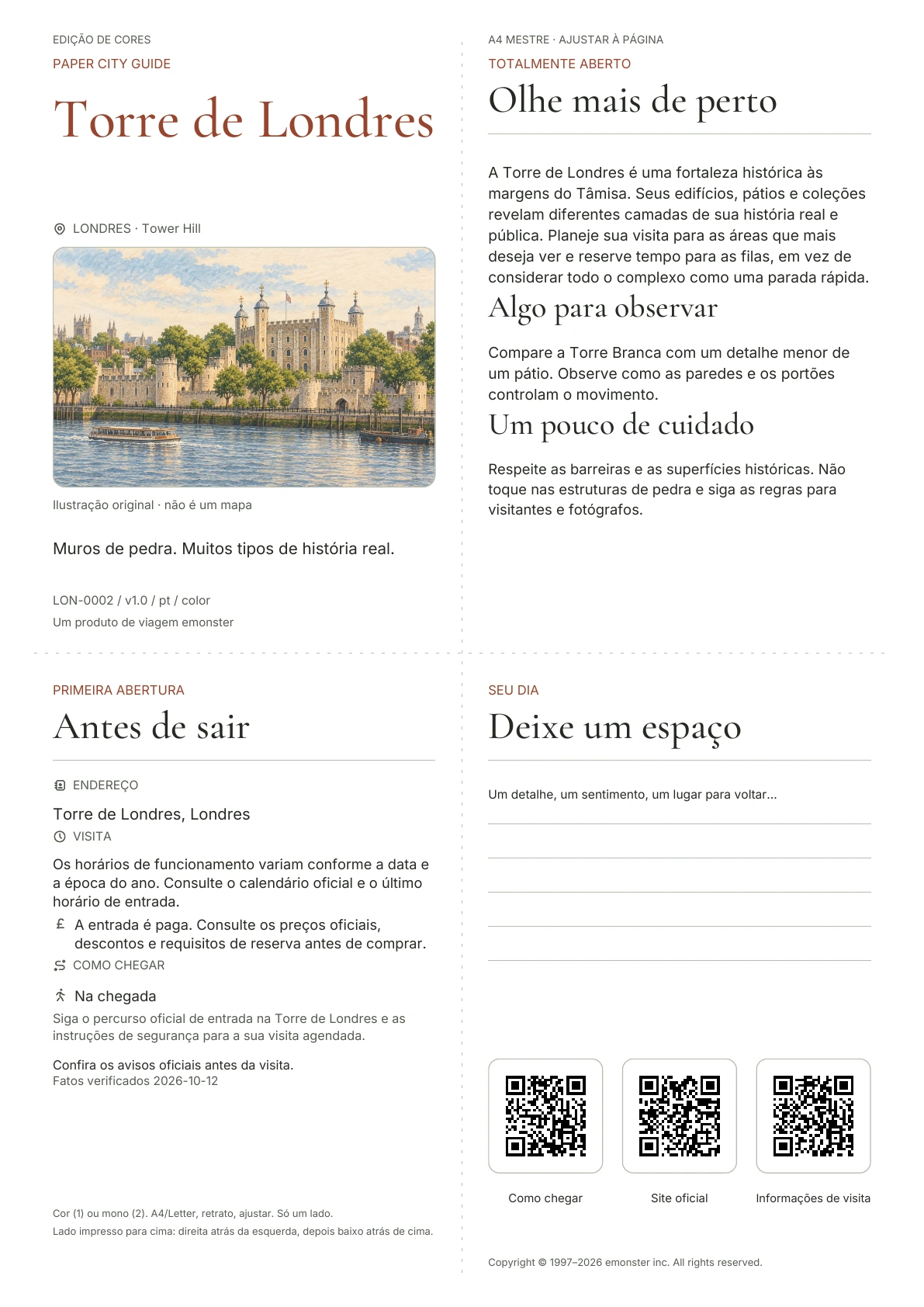 Capa real do guia Torre de Londres · Edição colorida