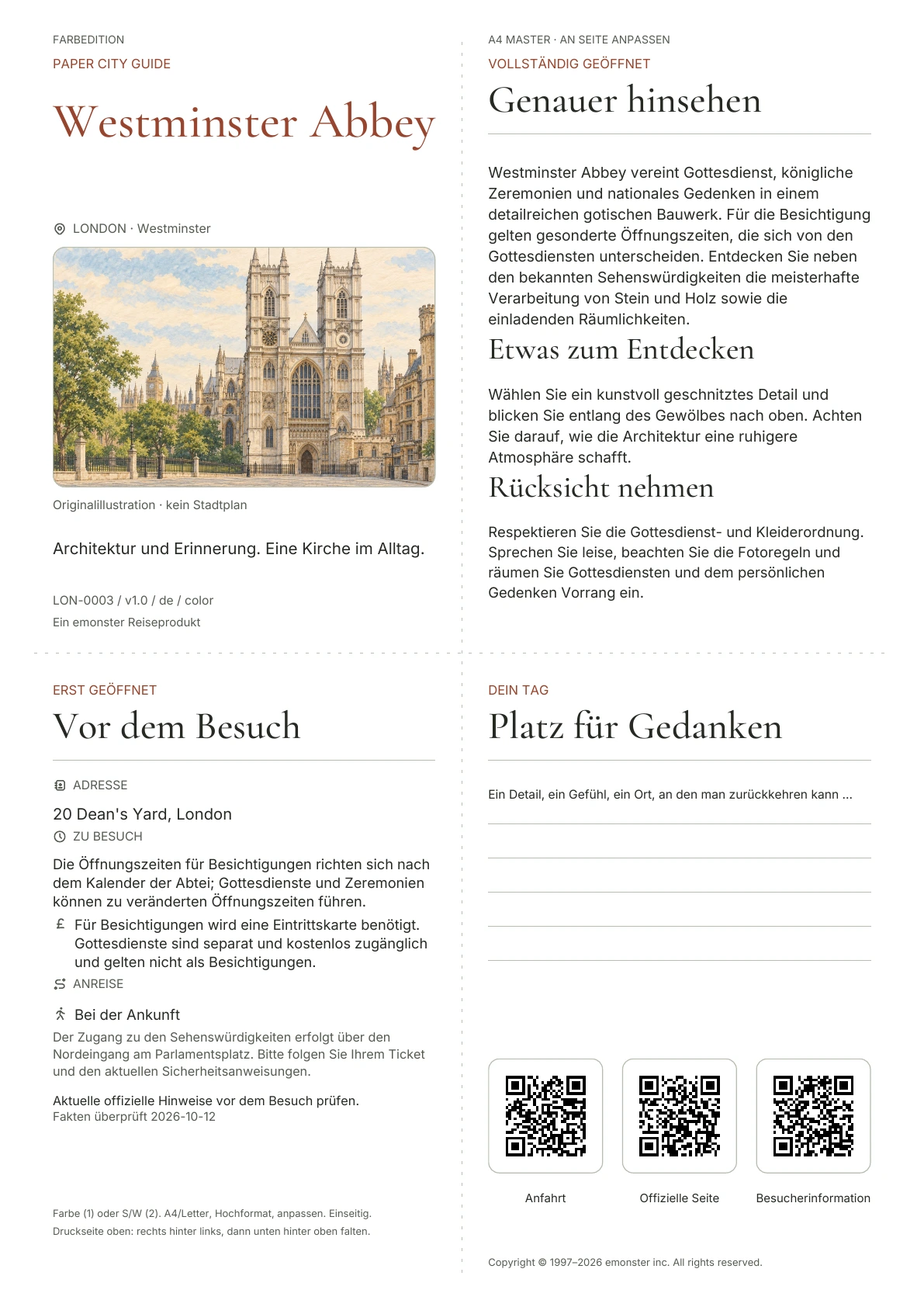 Tatsächliches Titelblatt: Westminster Abbey · Farbausgabe